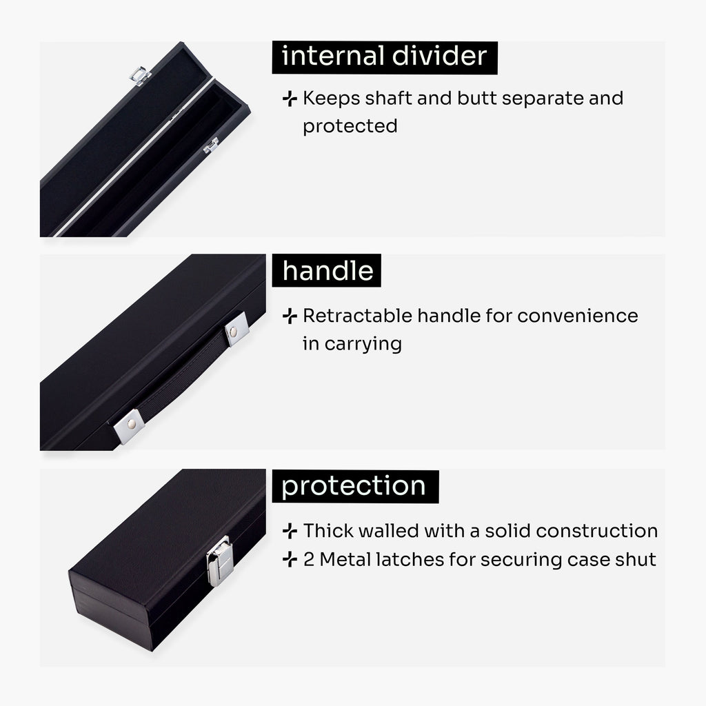 PRO147 Windsor 2 Piece Snooker and Pool Cue and Case Set 9.5mm Red Professional Tip