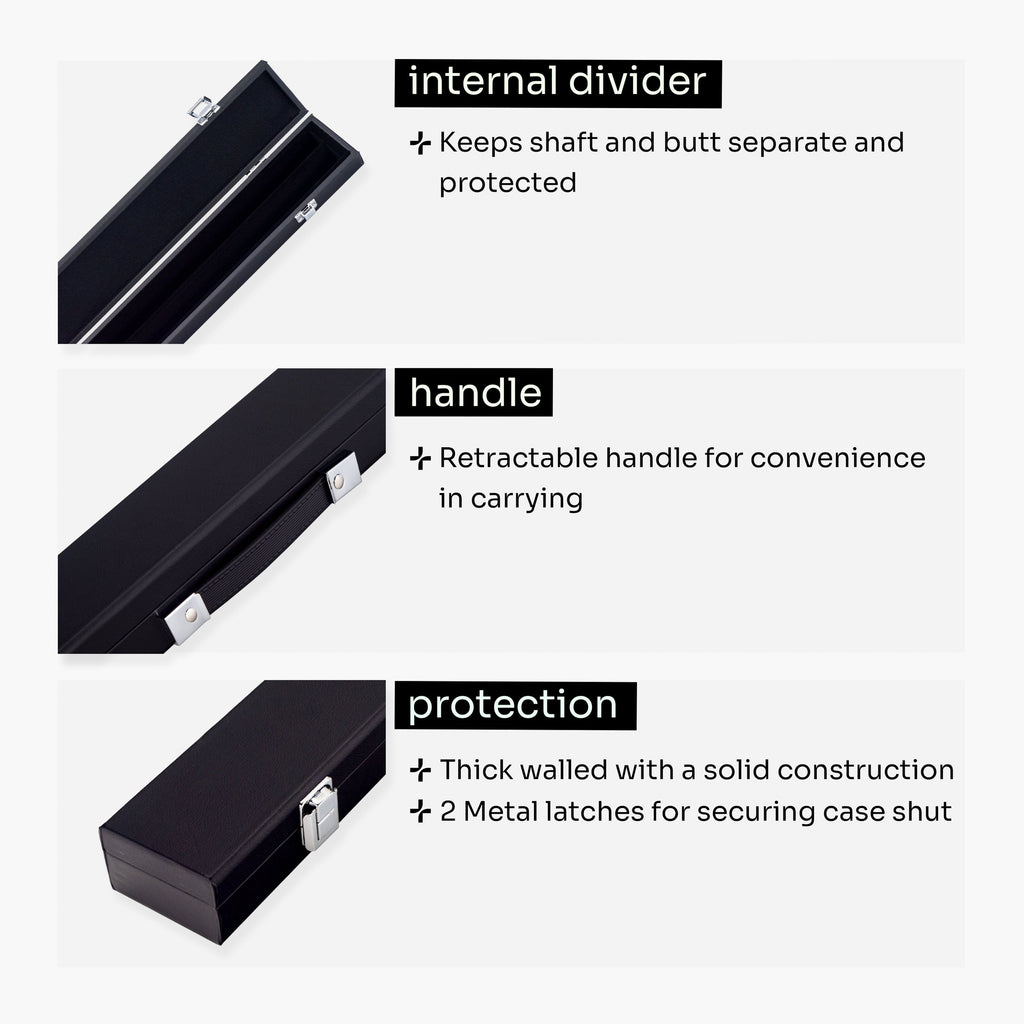 PRO147 Windsor 2 Piece Snooker and Pool Cue and Case Set 9.5mm Red Professional Tip
