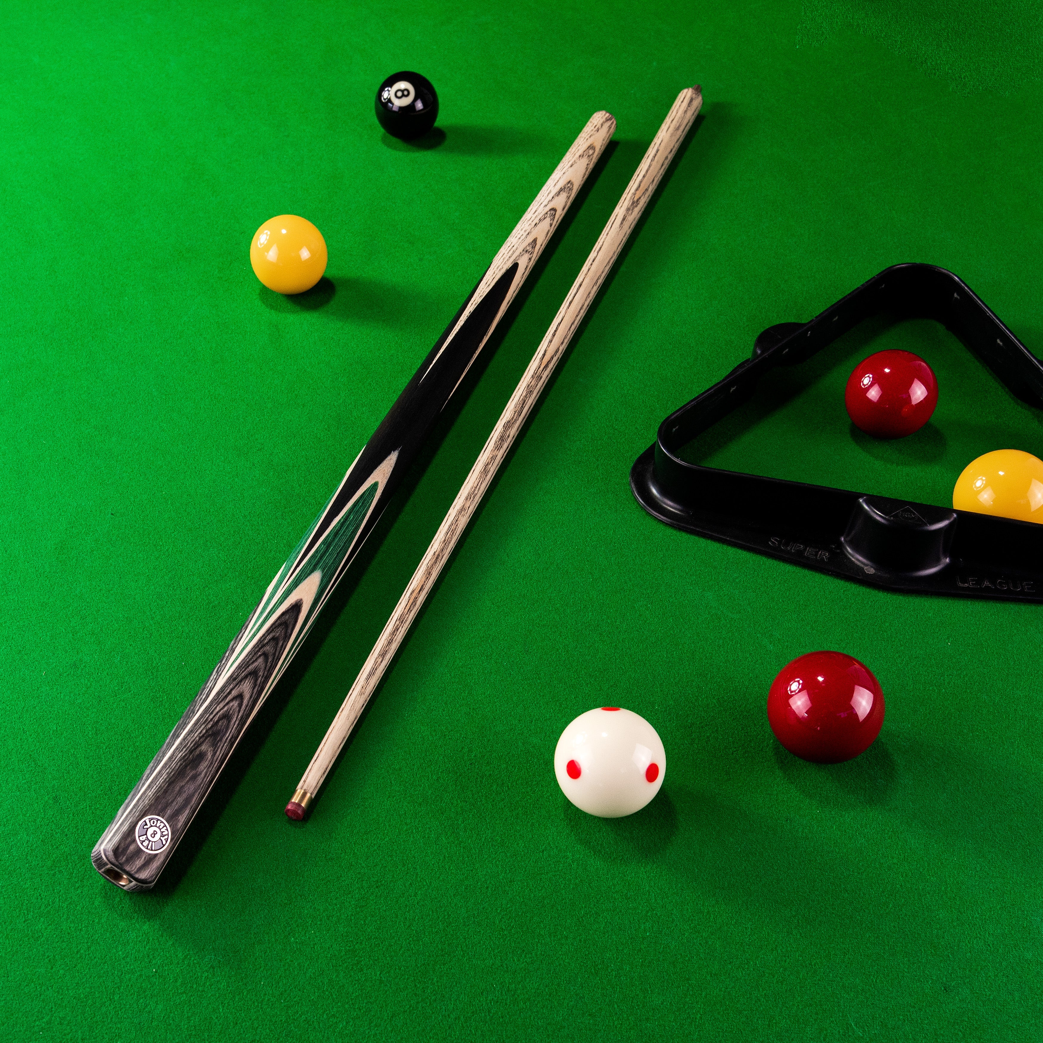 Jonny 8 Ball Vortex 2 Piece 57 Inch English Pool Cue and Case Set with 8.5mm Red Layered Tip