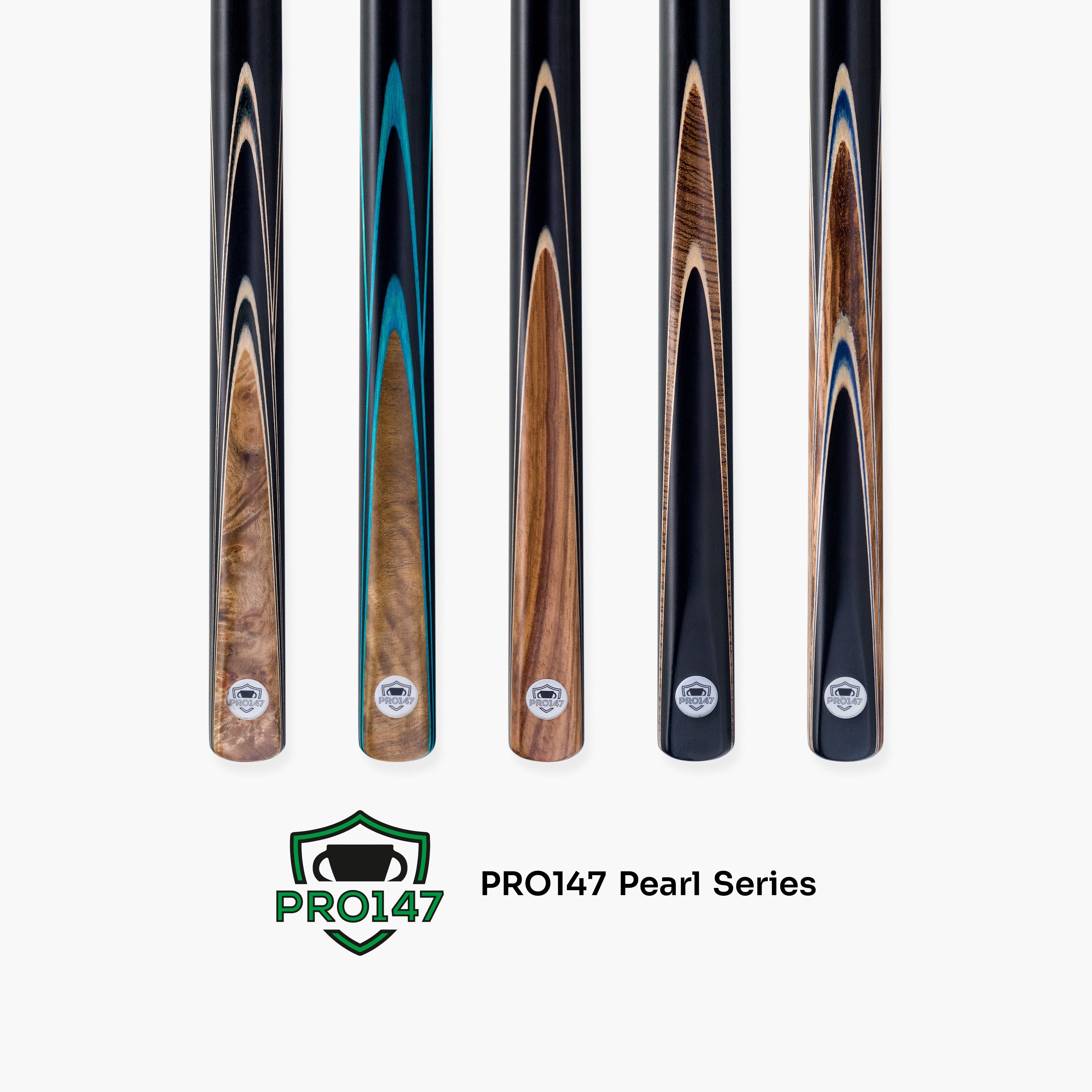 PRO147 Pearl Series Blue Burl 3/4 Joint Deluxe Cue and Case Set with 9.5mm Professional Red Leather Tip