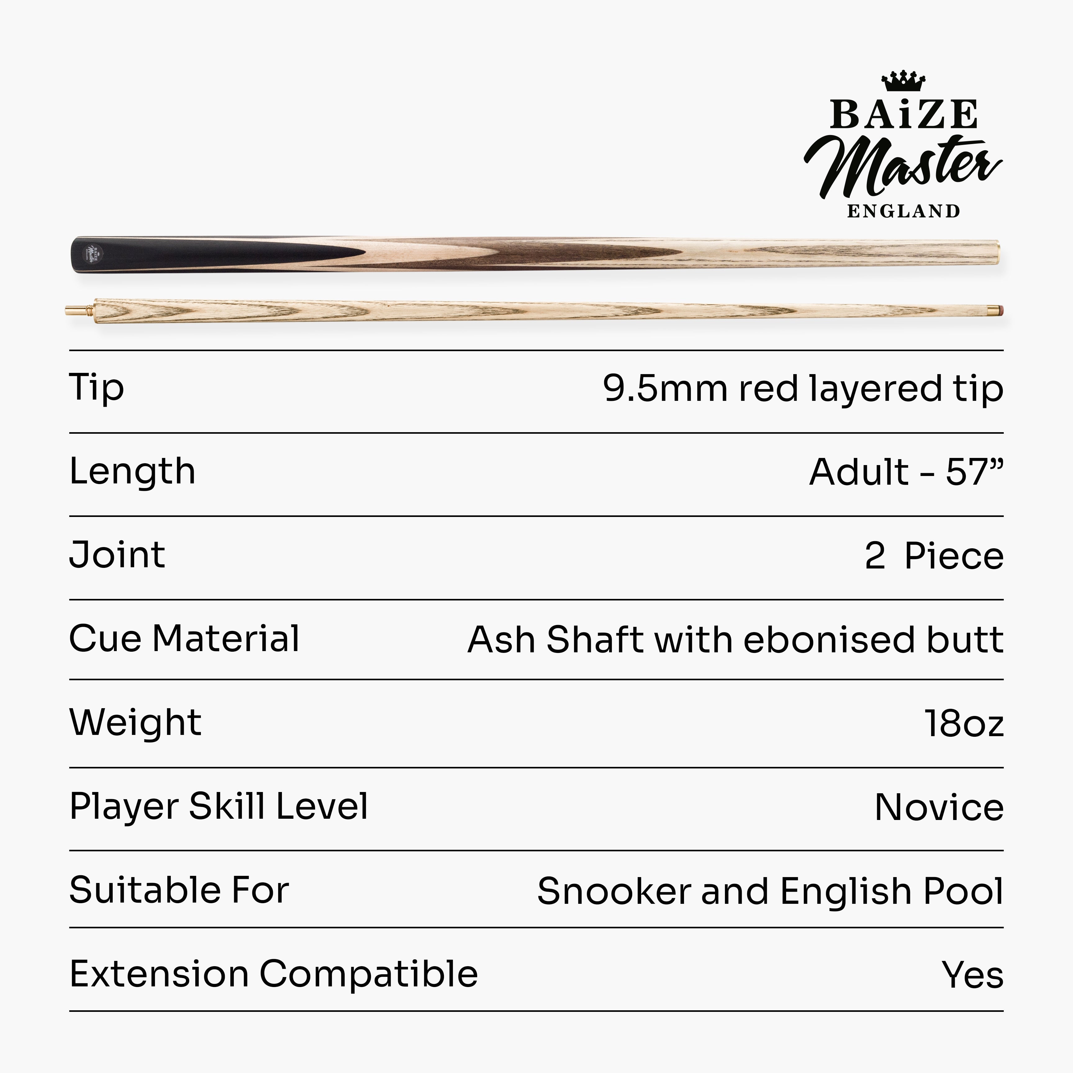 Baize Master Paragon 57-inch cue and case set - 9.3mm tip