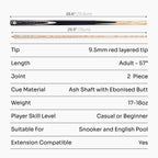 PRO147 Windsor 57 Inch 2 Piece Ash Snooker and Pool Cue with 9.5mm Tip