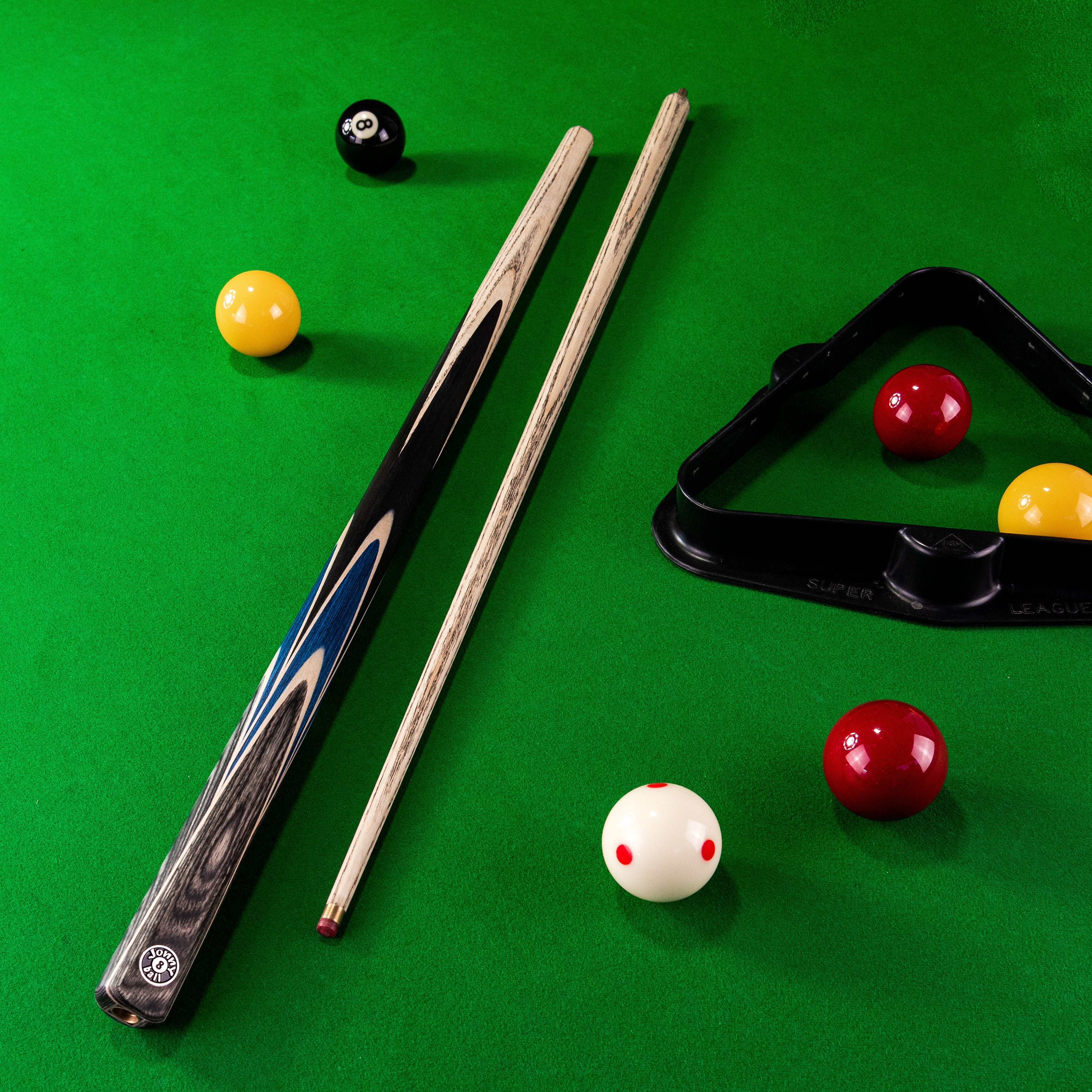 Jonny 8 Ball Vortex 2 Piece 57 Inch English Pool Cue and Case Set with 8.5mm Red Layered Tip