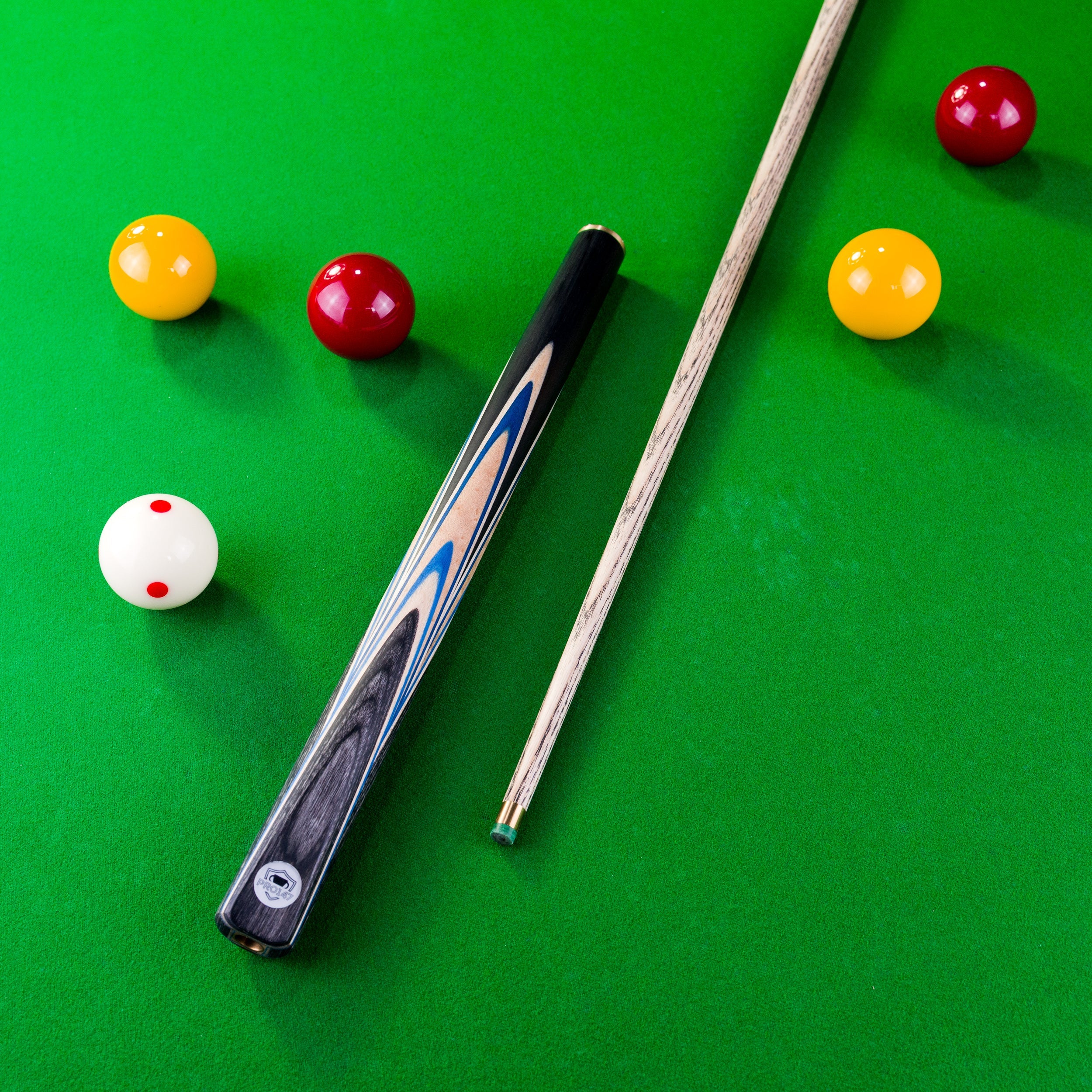PRO147 Blue Pearl 3/4 Joint Cue and Case Set with 9.5mm Professional Layered Leather Tip