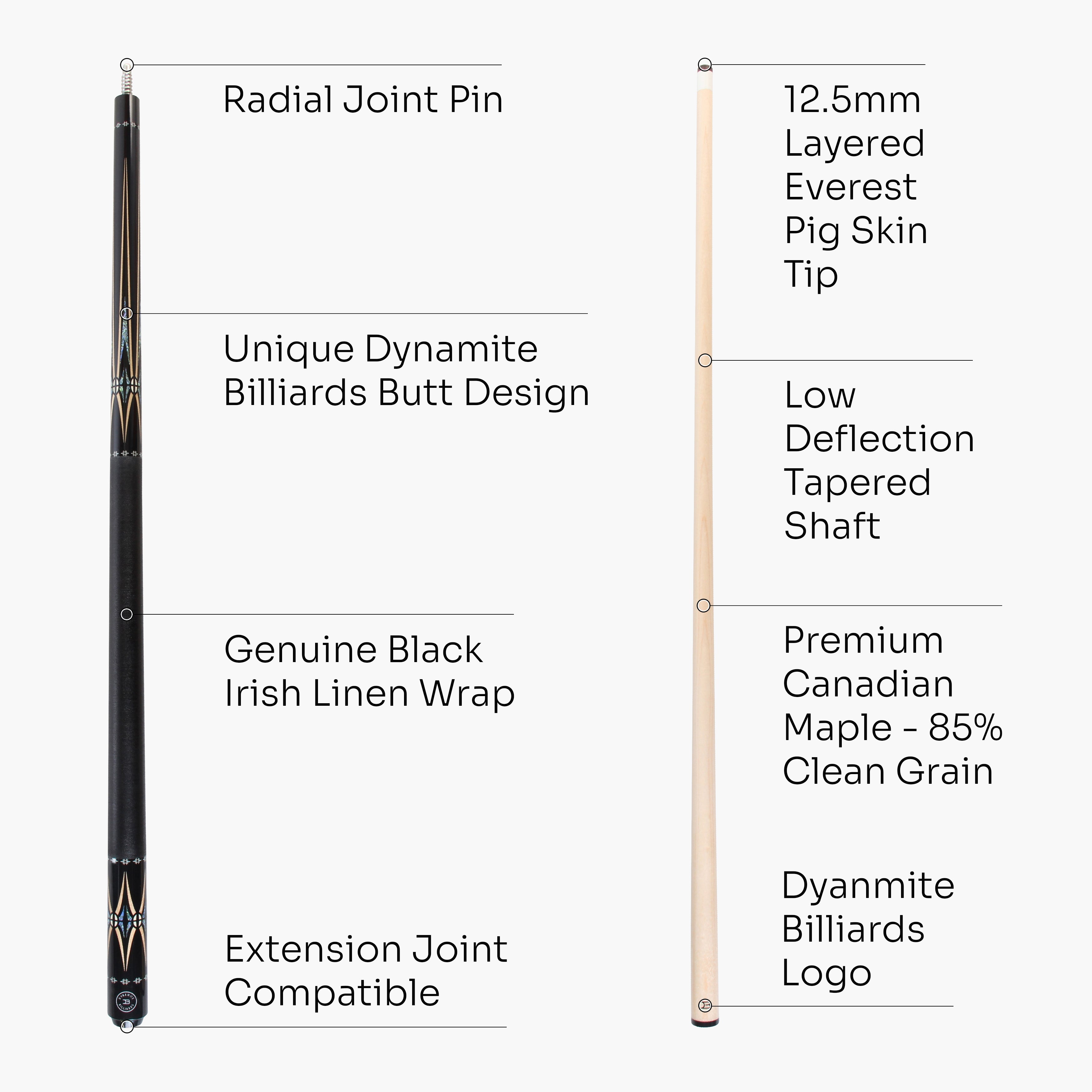 Dynamite Billiards DB1 American maple pool cue Cue + Case