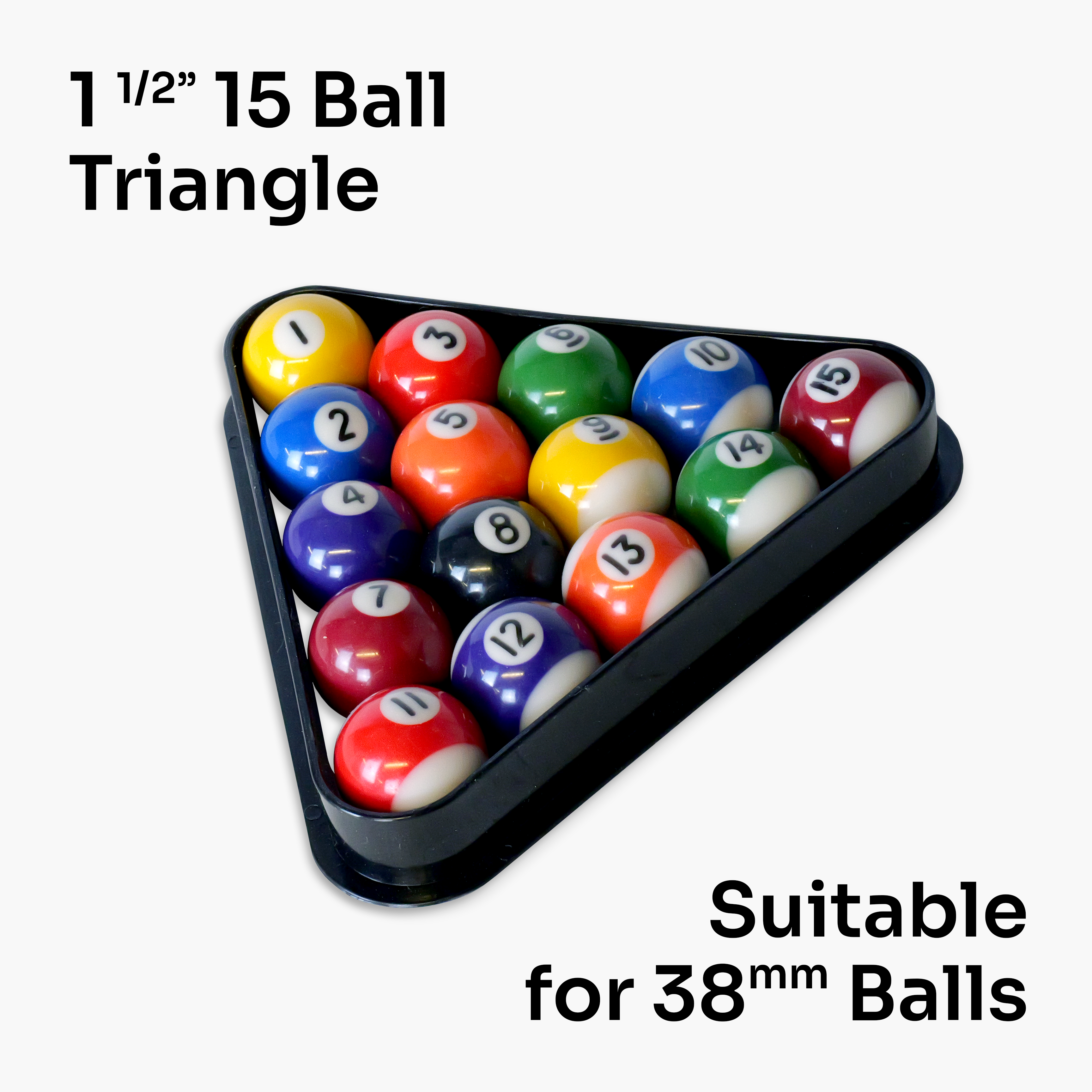 38mm 15-ball black plastic triangle