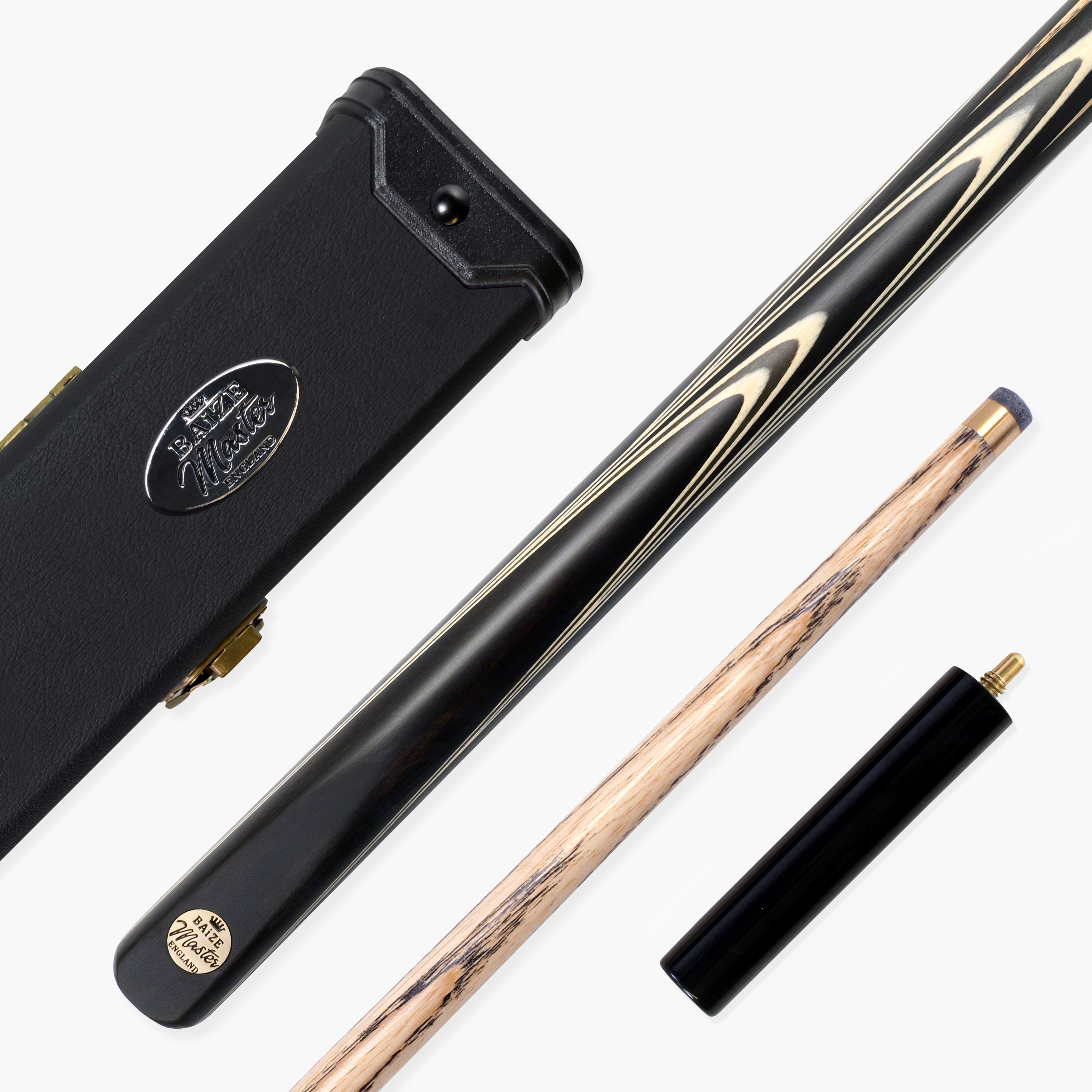 Baize Master Midnight Marksman 1 Piece Cue and Case Set with Baize Master Black Plastic Ends Case + Mini Butt