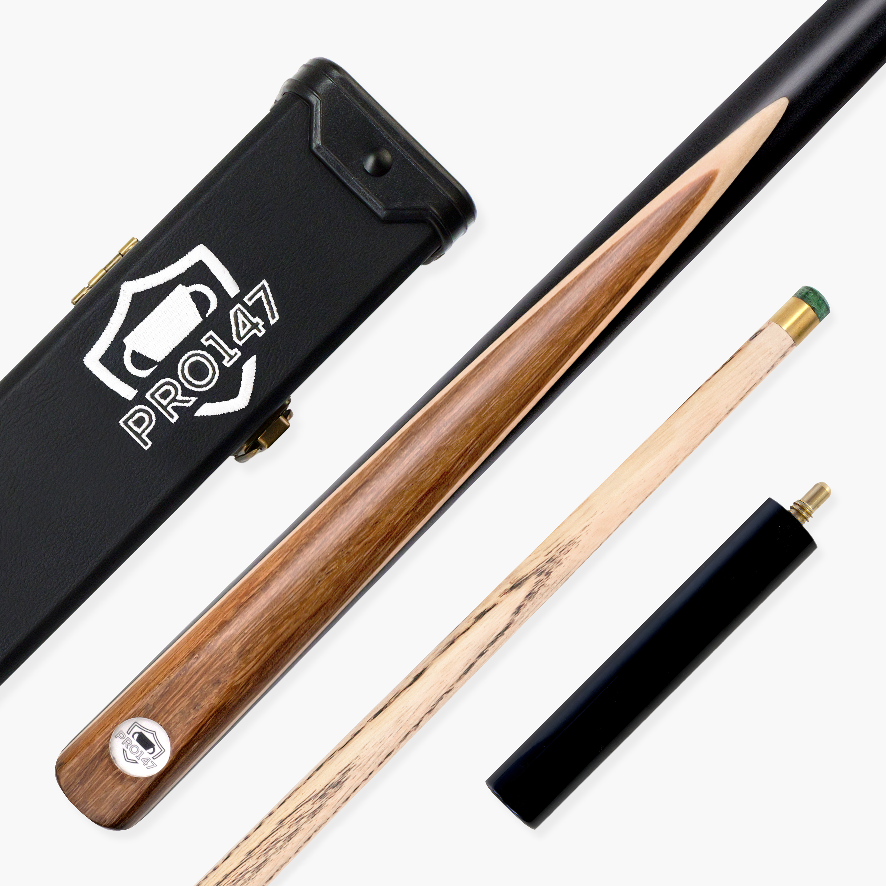 PRO147 Hurricane 57 Inch ¾ Joint Heavy Weight Snooker Pool Cue and Case Set 9.5mm Tip With Mini Butt