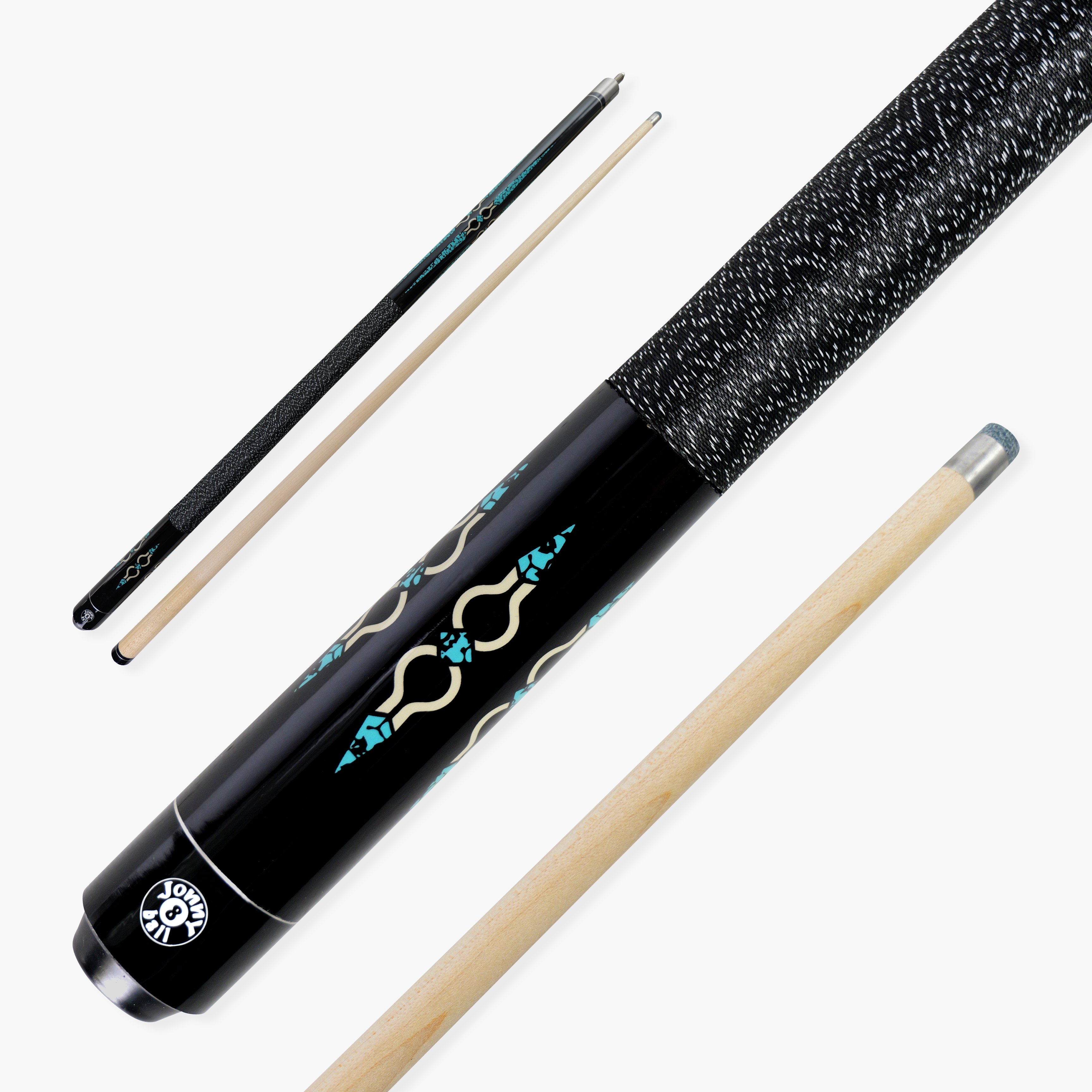 Jonny 8 Ball Geometric 57 Inch 2 Piece Snooker Pool Cue 10mm Tip Cue + Case