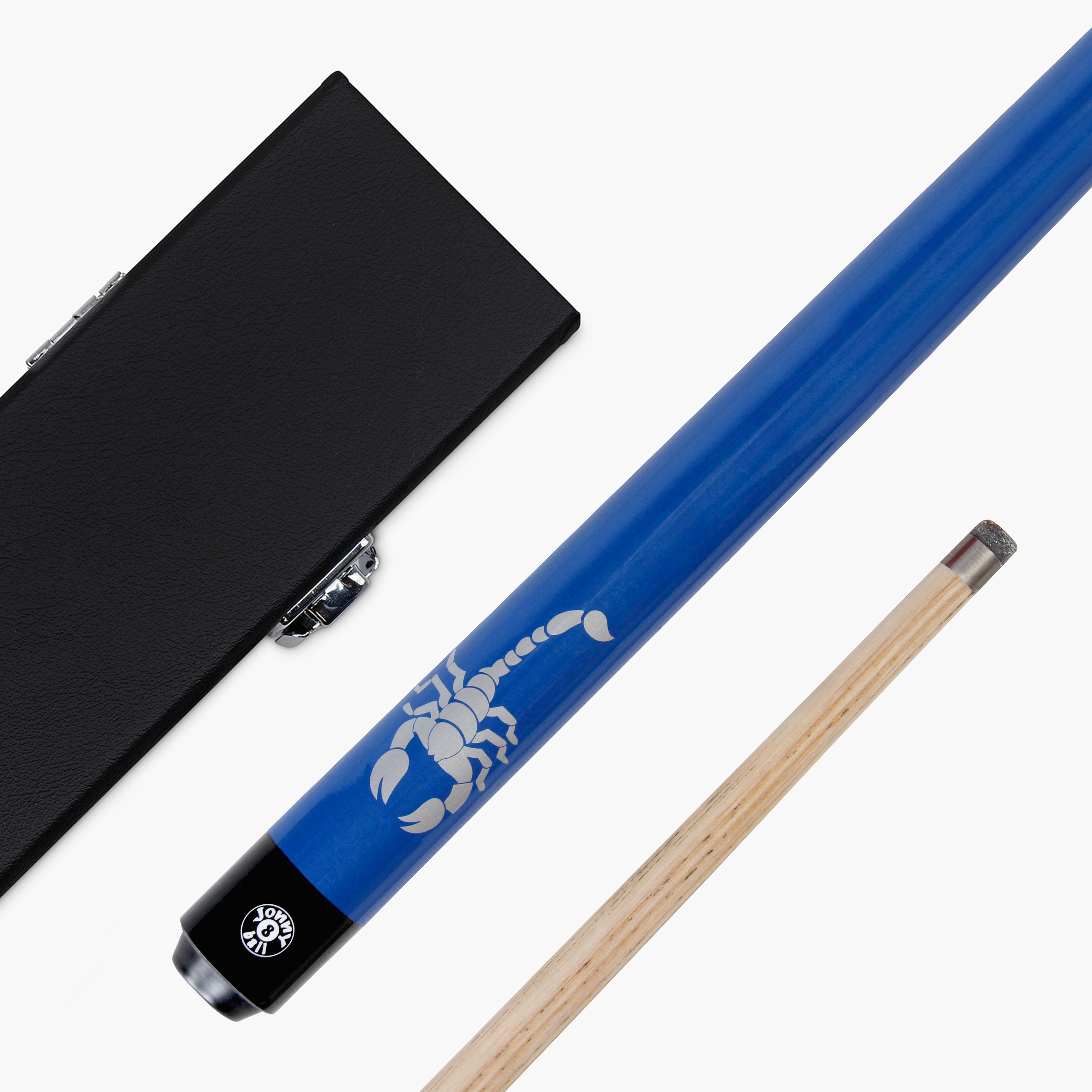 Jonny 8 Ball SCORPION 57 Inch 2 Piece Ash Snooker Pool Cue 9mm Tip with Hard Case