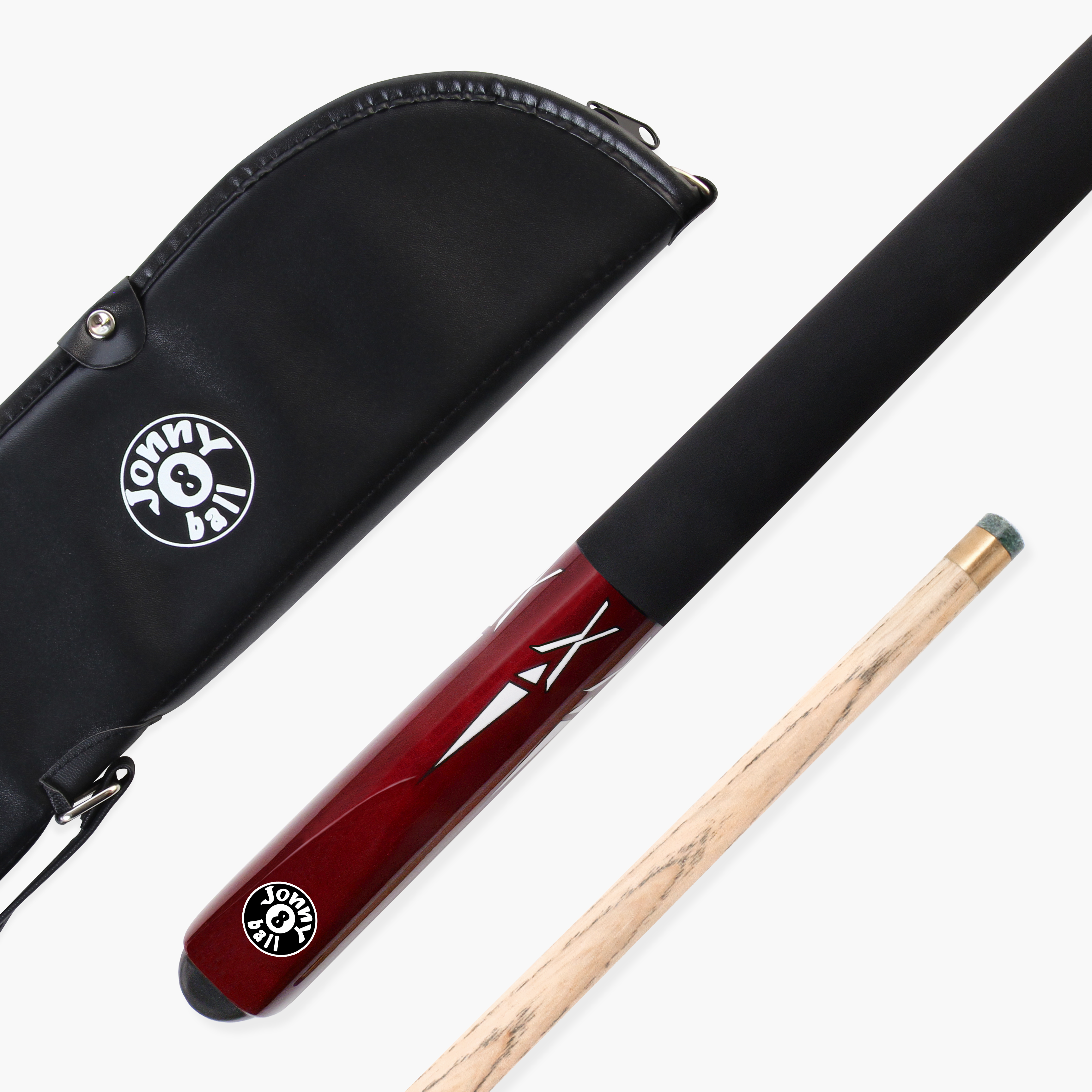 Jonny 8 Ball RED TORPEDO 48 Inch 2 Piece Junior Kids Snooker Pool Cue and Case Set 9.5mm Tip