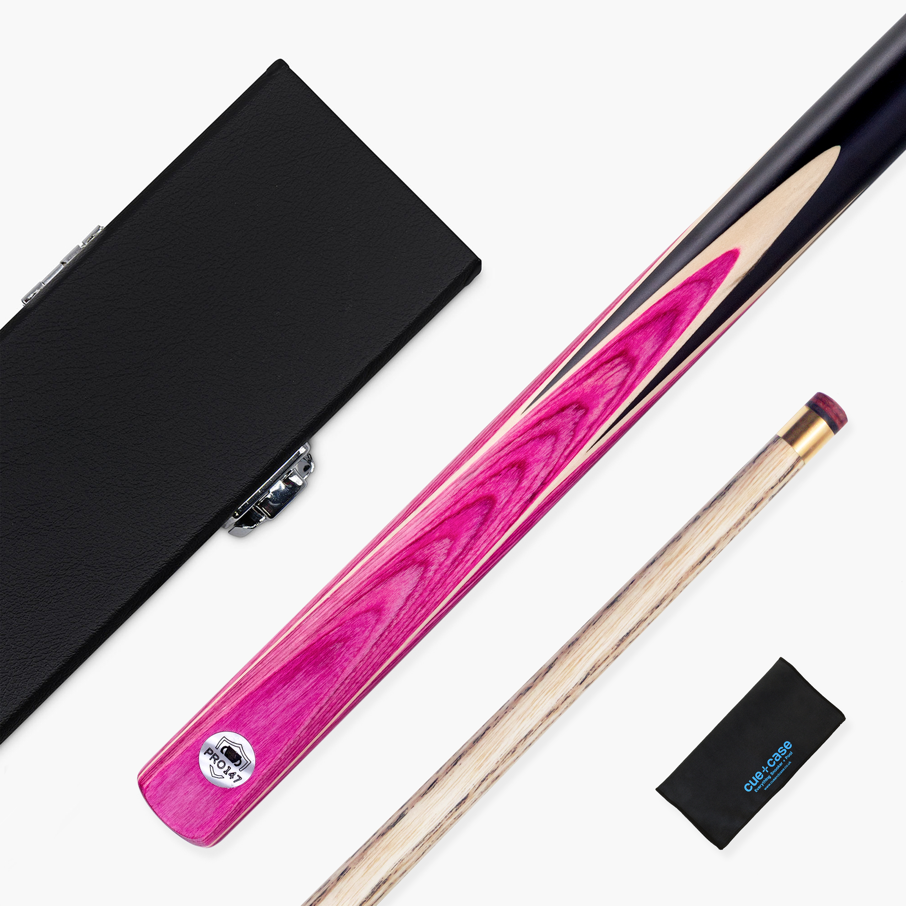 PRO147 Windsor 2 Piece Snooker and Pool Cue and Case Set 9.5mm Red Professional Tip