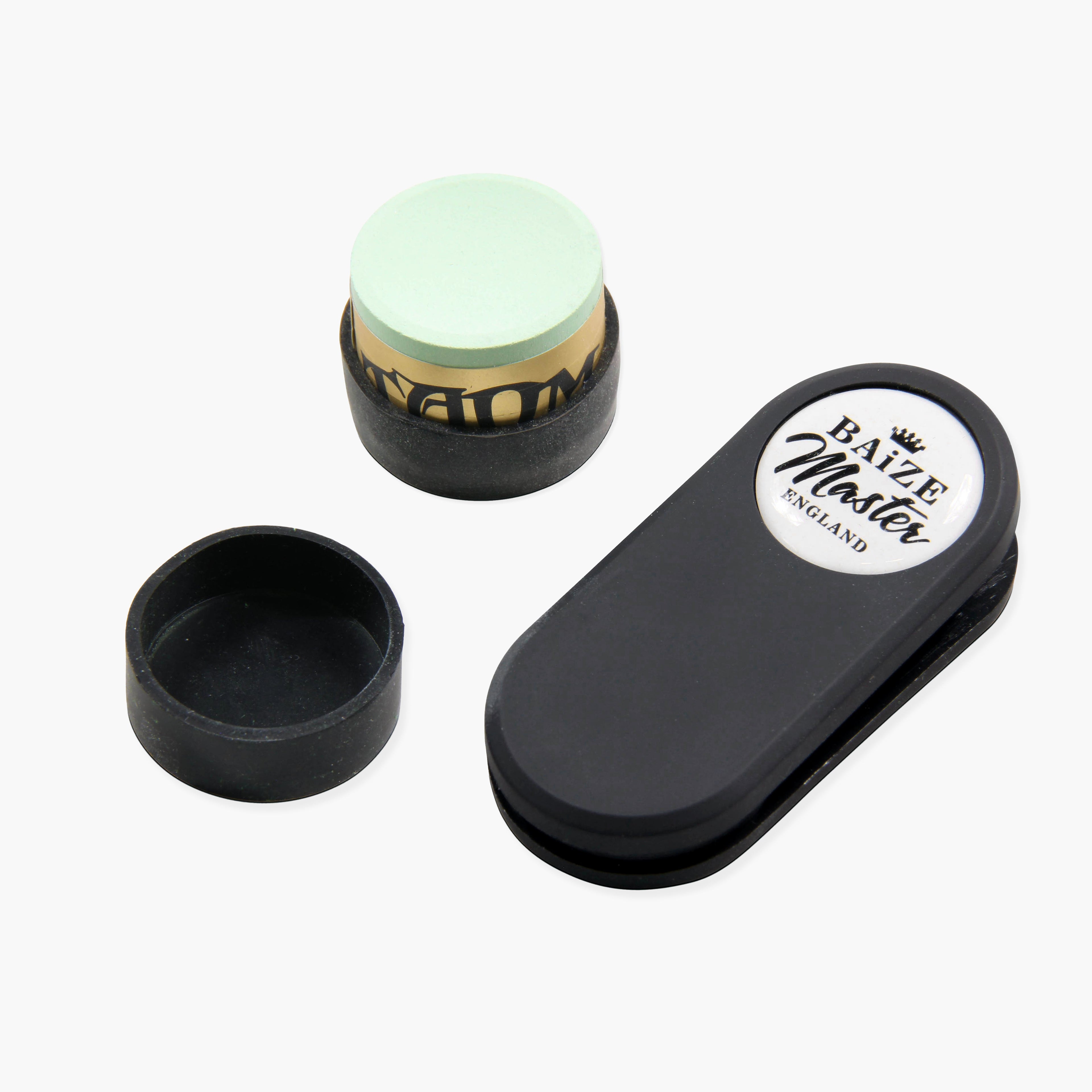 Baize Master T-MAG Twin Round Chalk Holder + 1pc Taom Soft Green