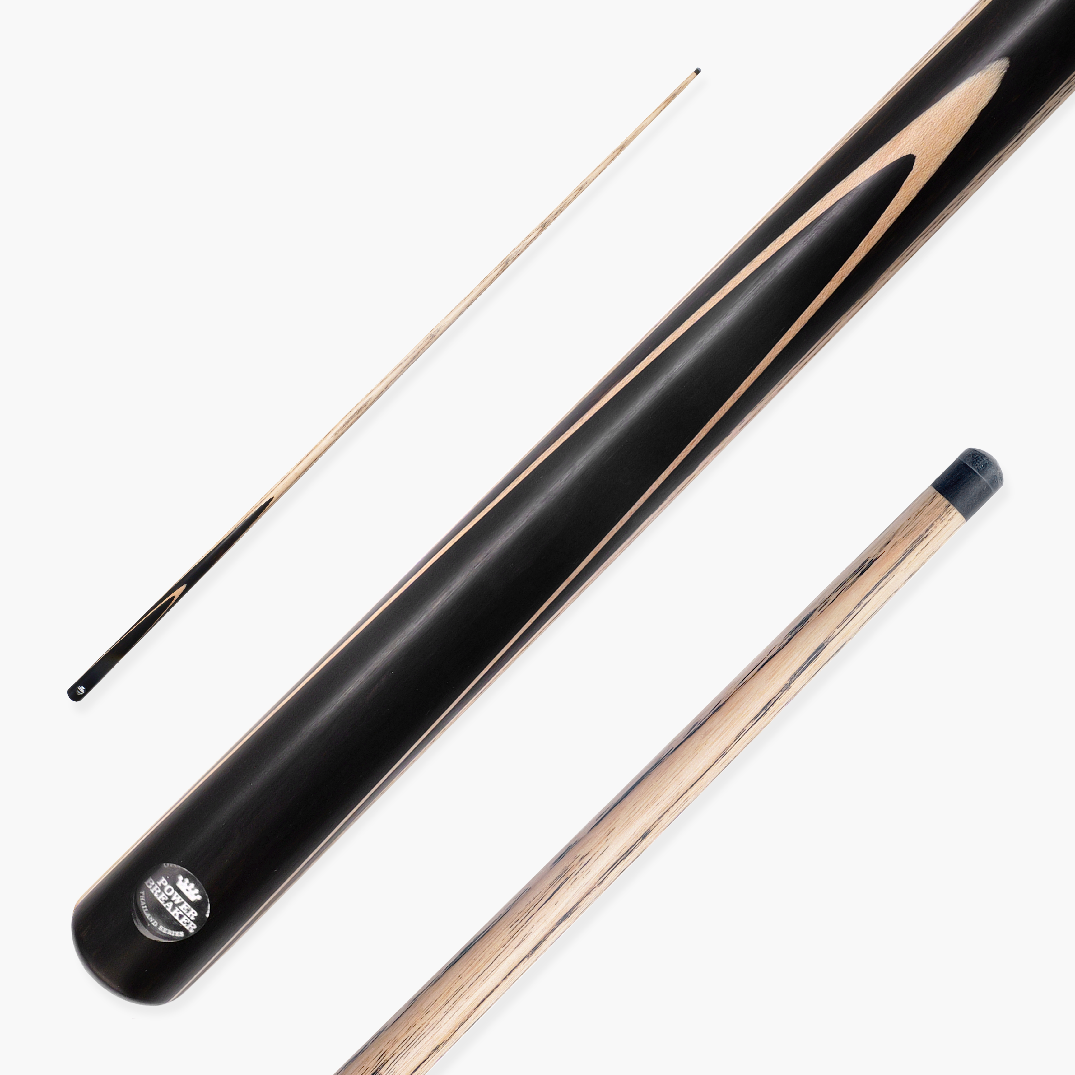 Baize Master Power Breaker Ebony 57 Inch 1 Piece English Pool Break Cue with Ash Shaft and Ebony Butt - 10.2mm Phenolic Tip and Round Butt End – For Breaking Only