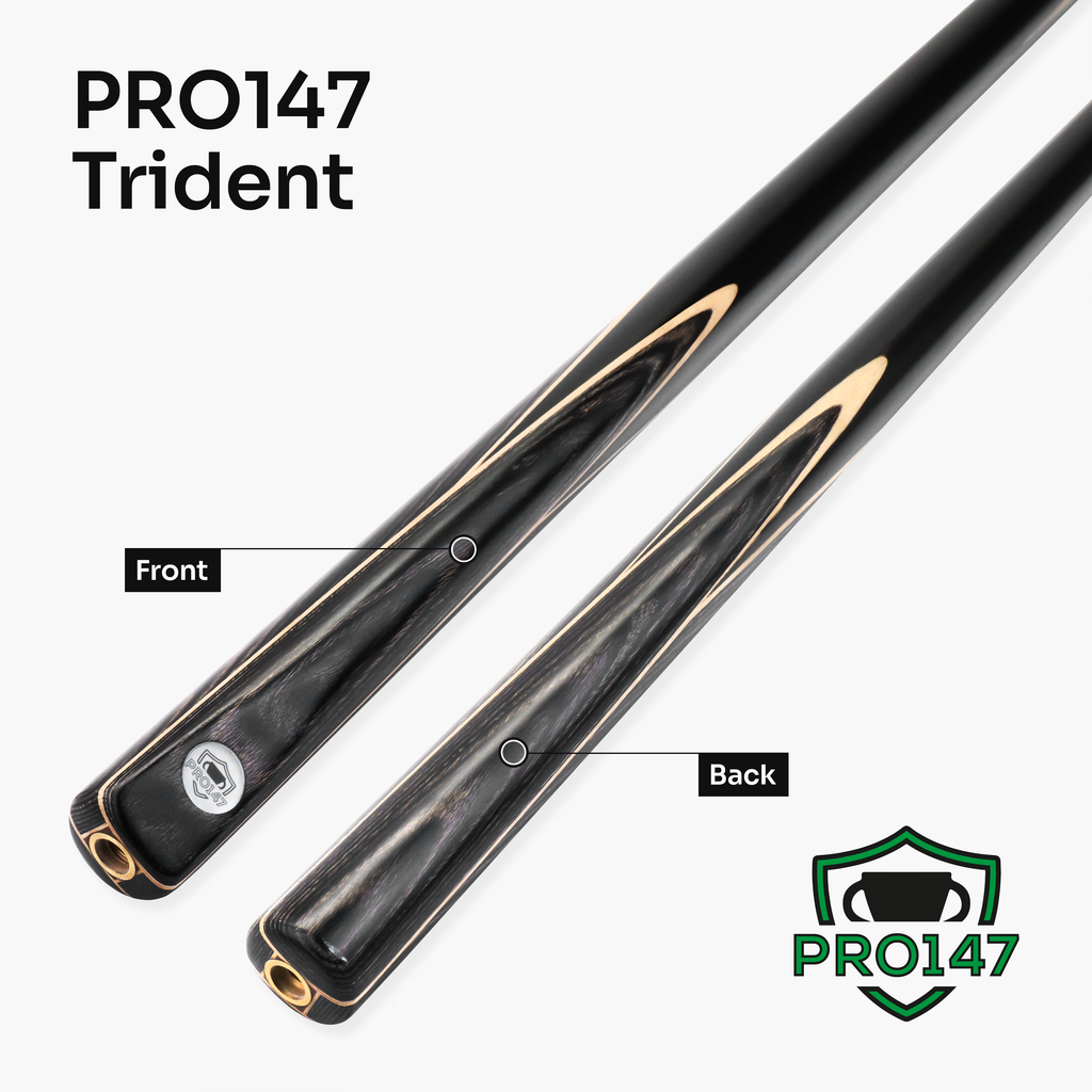 PRO147 Trident 57 Inch 1 Piece Hand Spliced Ash Snooker and Pool Cue with 9.5mm Tip