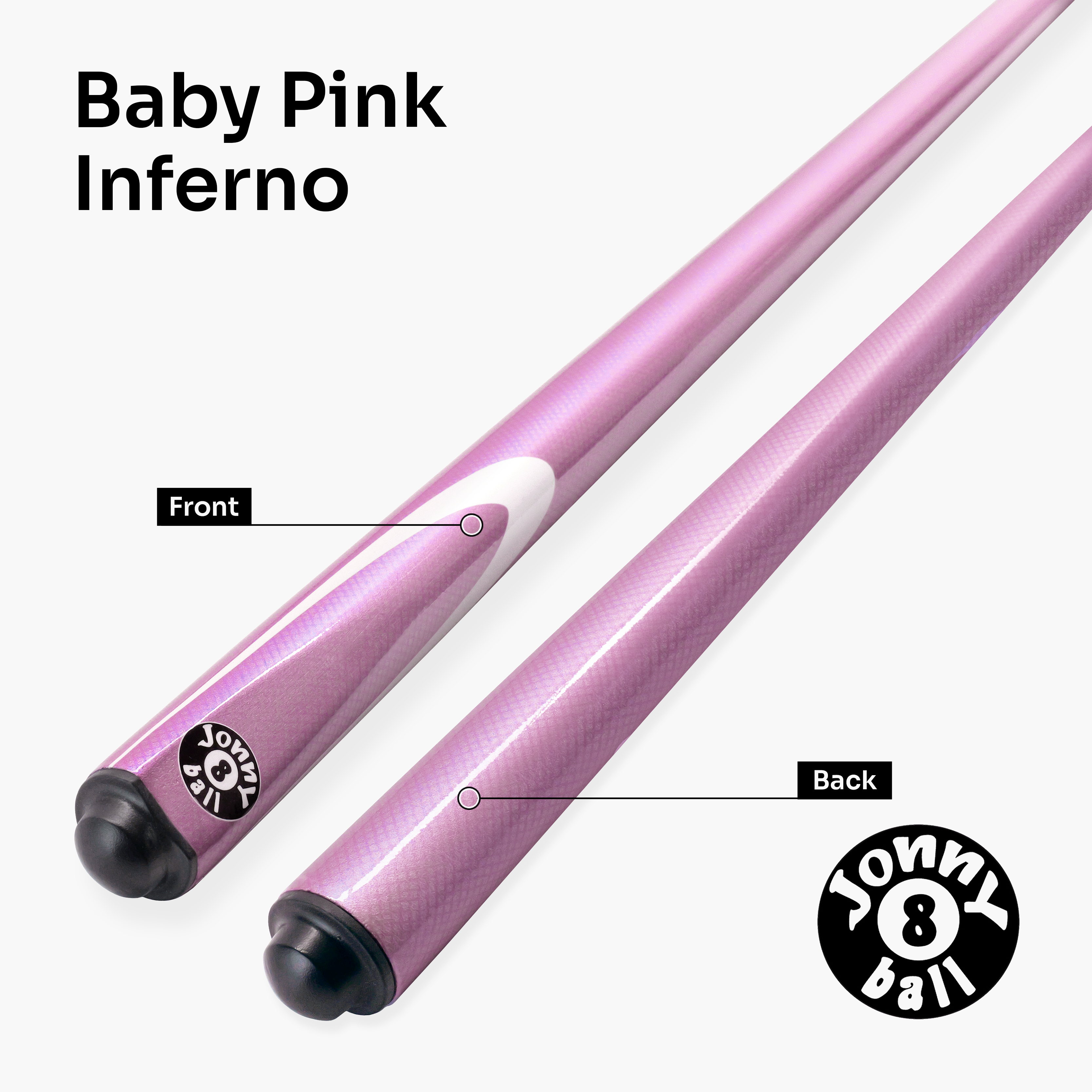 Jonny 8 Ball Inferno 2 Piece Graphite Fiberglass Snooker and Pool Cue 9.5mm Green Layered Tip