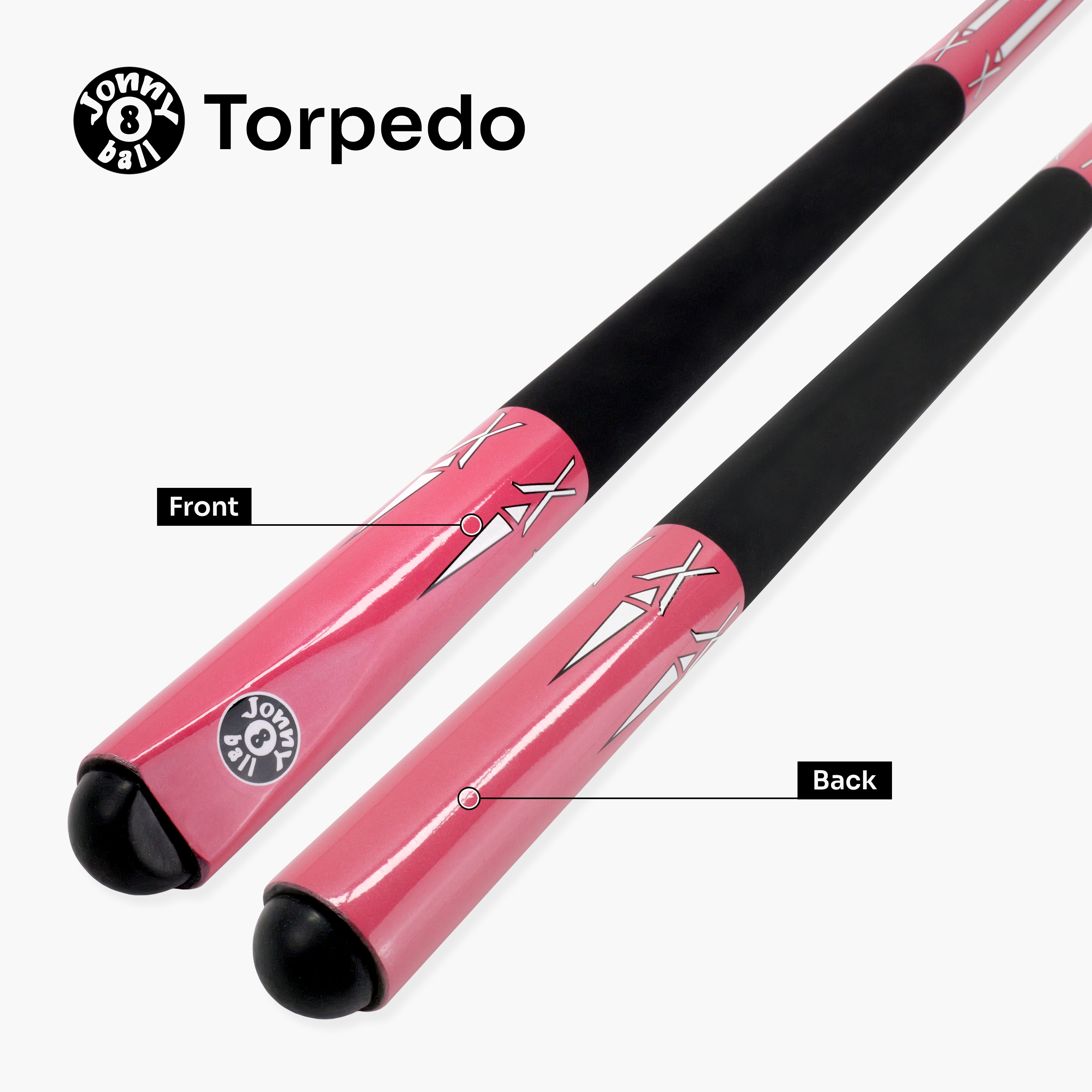 Jonny 8 Ball PINK TORPEDO 48 Inch 2 Piece Junior Kids Snooker Pool Cue 9.5mm Tip