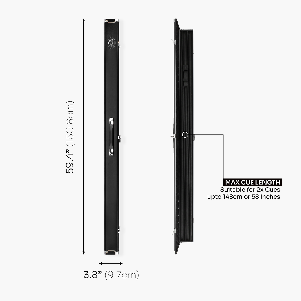 Baize Master Prestige Pro-Lock 1-piece metal cue case - 2 cues plus accessories