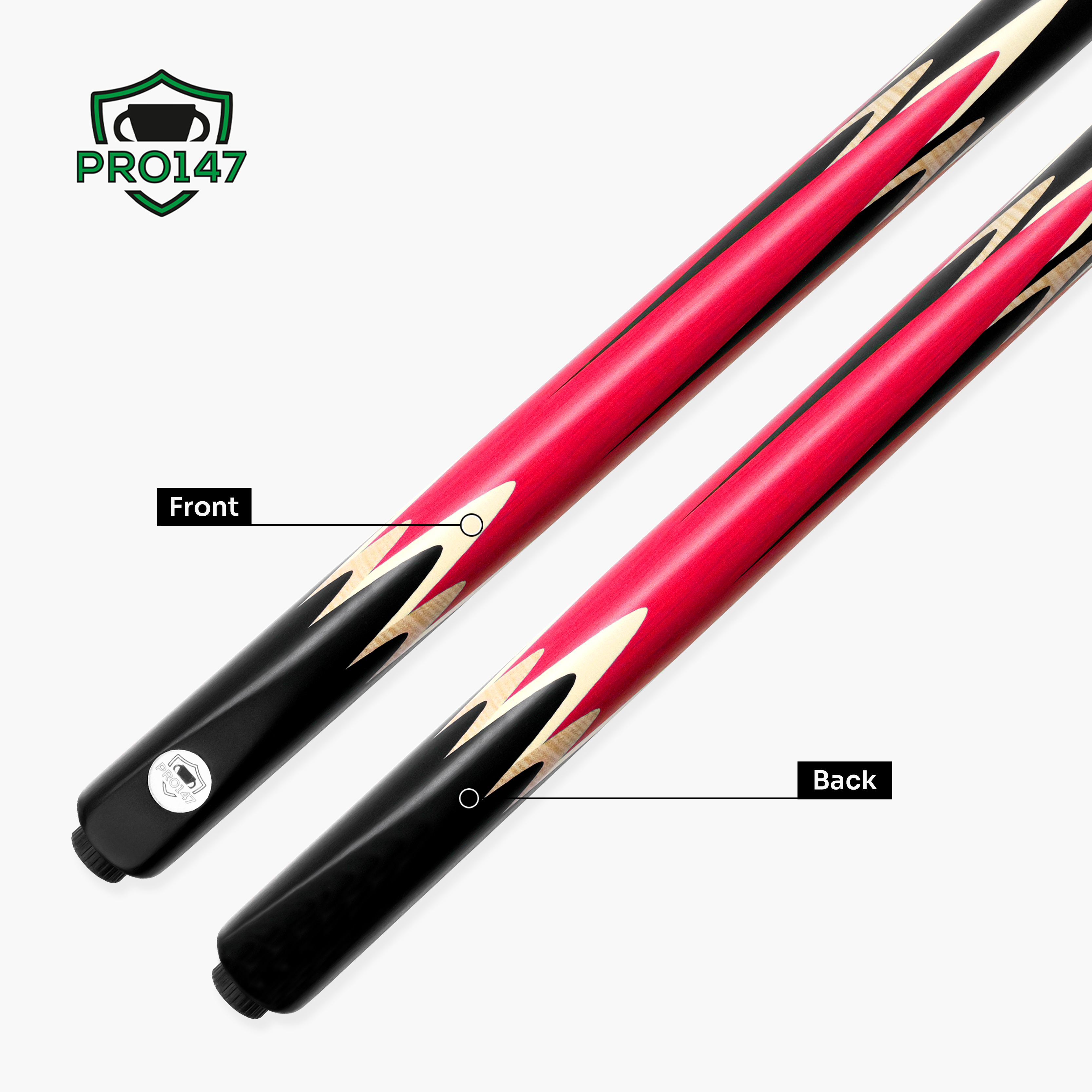 PRO147 Lancet 3/4 Joint Snooker and Pool Cue and Case Set with 9.5mm Green Layered Tip