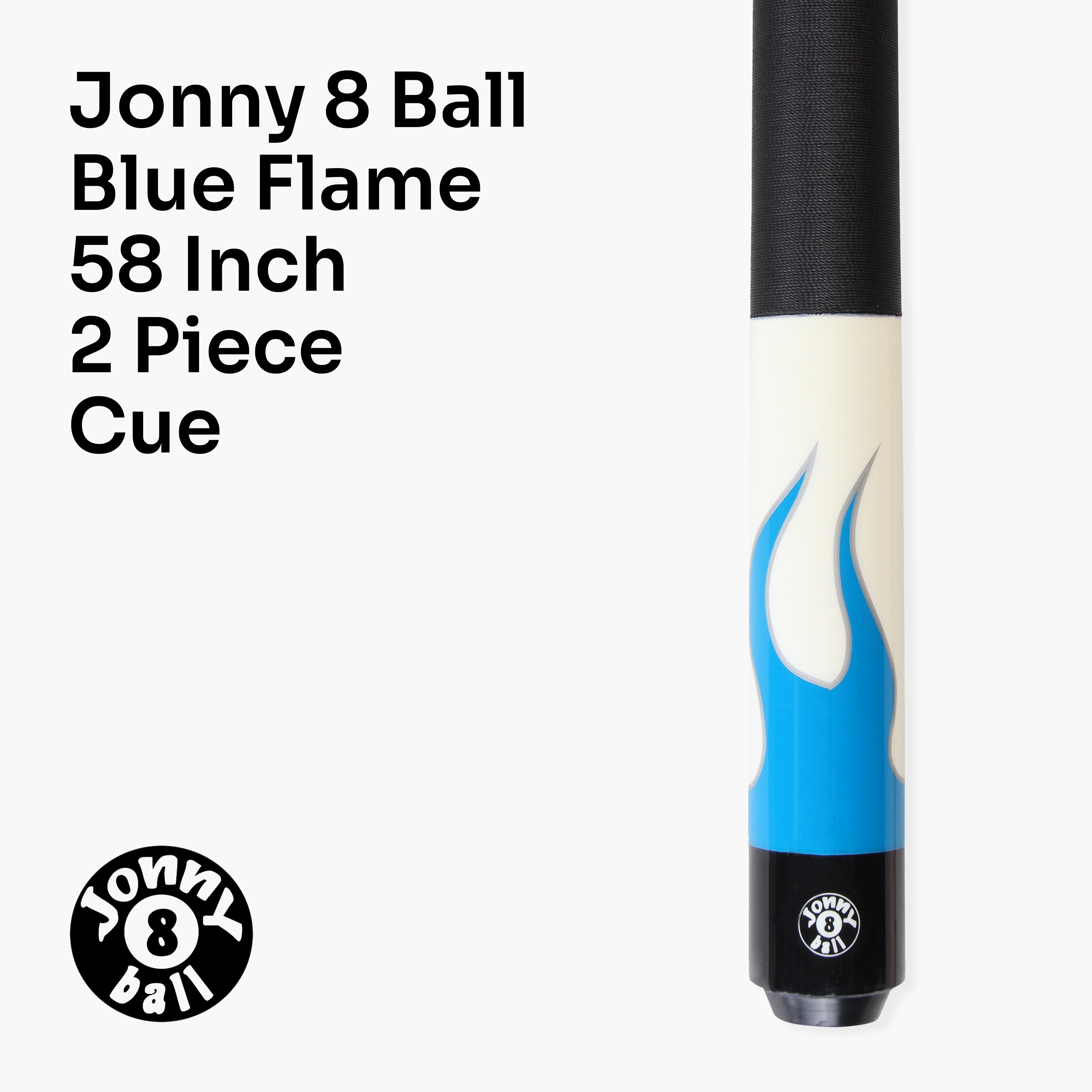 Jonny 8 Ball Flame 58" Maple Pool Snooker Cue with 11mm Tip and Hard Case