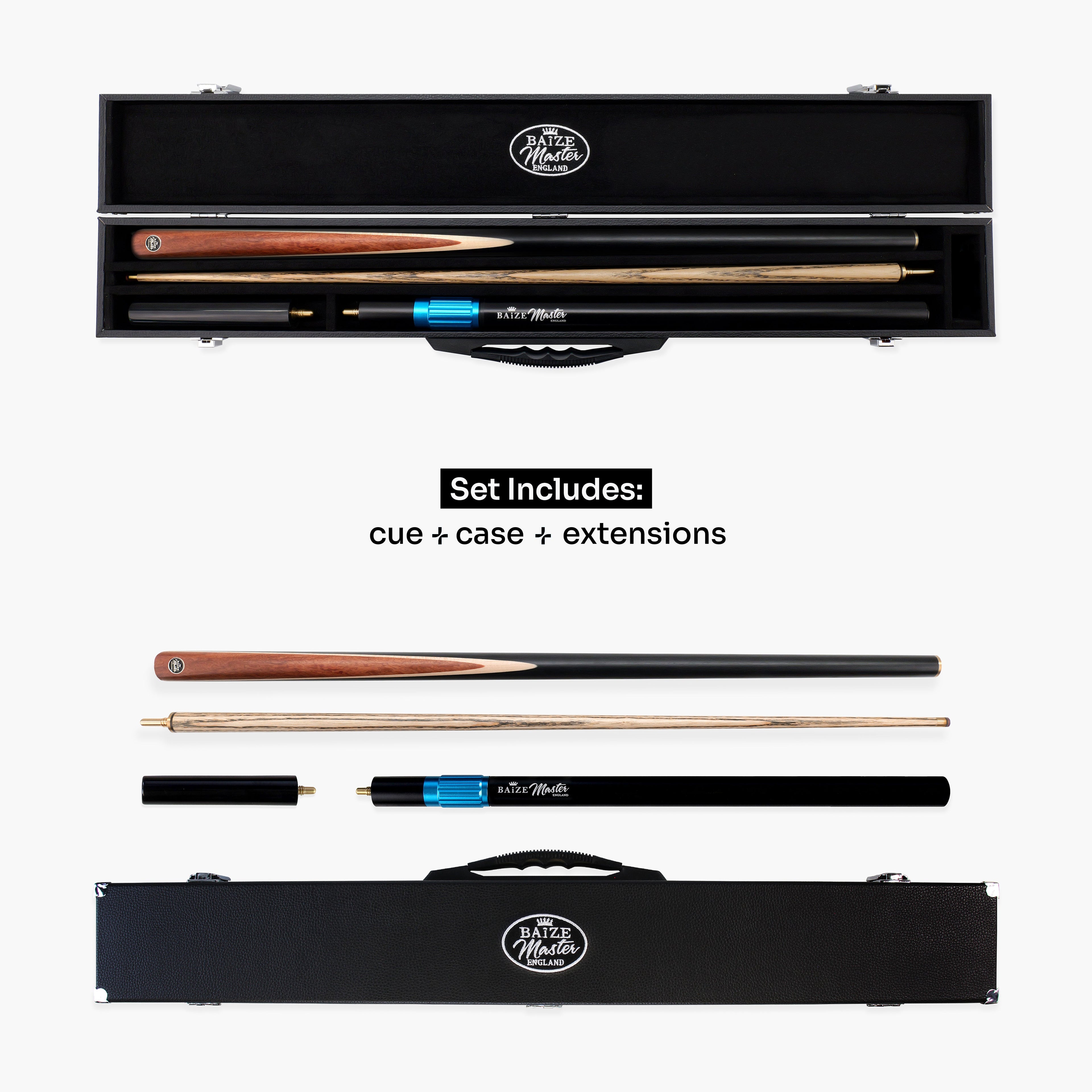 Baize Master Blackline Classic snooker cue and case set