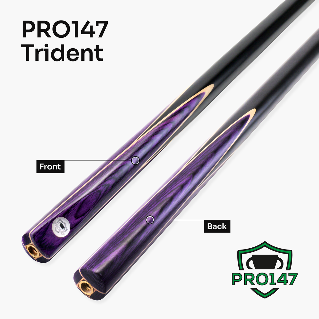 PRO147 Trident 57 Inch 1 Piece Hand Spliced Ash Snooker and Pool Cue with 9.5mm Tip