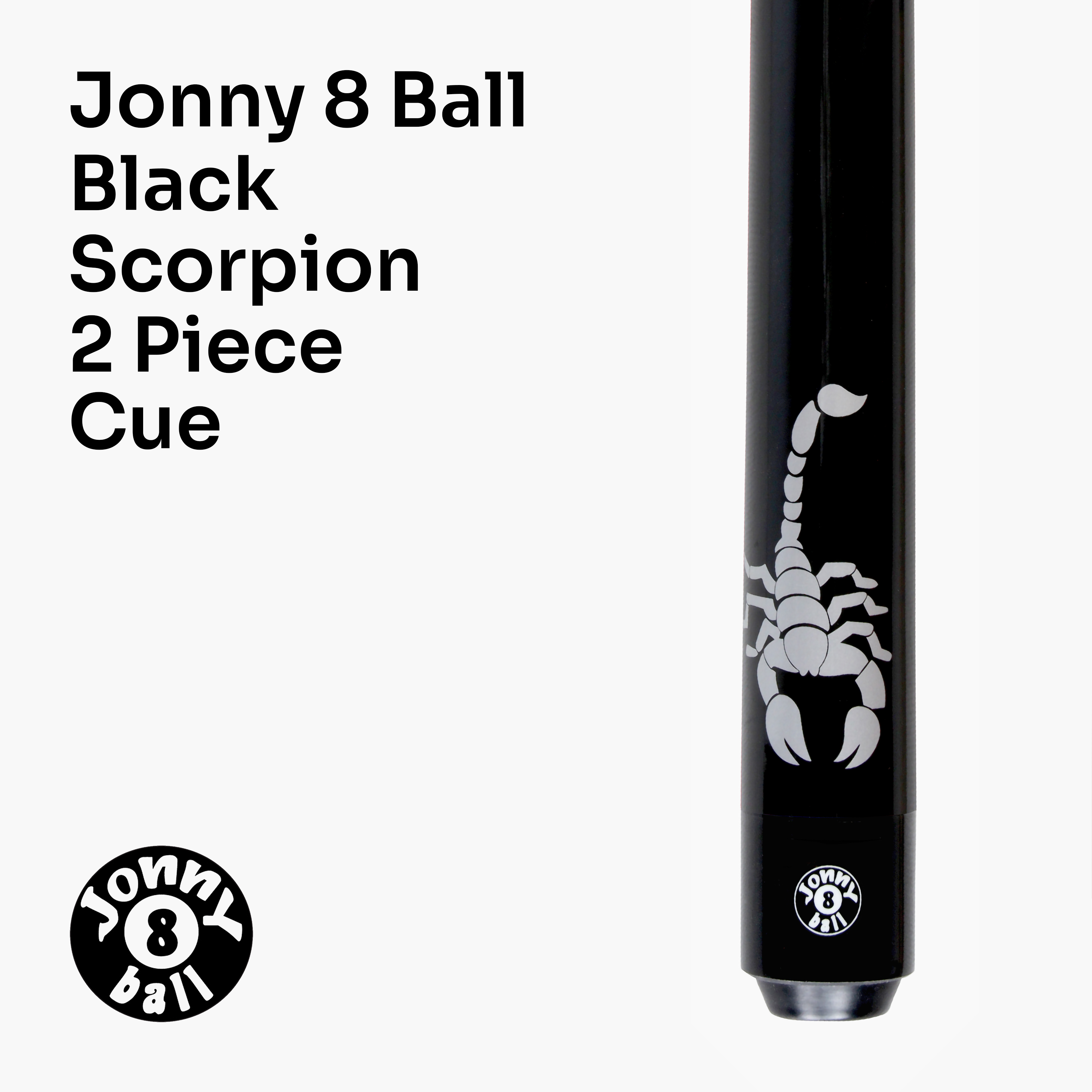 Jonny 8 Ball SCORPION 57 Inch 2 Piece Ash Snooker Pool Cue 9mm Tip with Hard Case