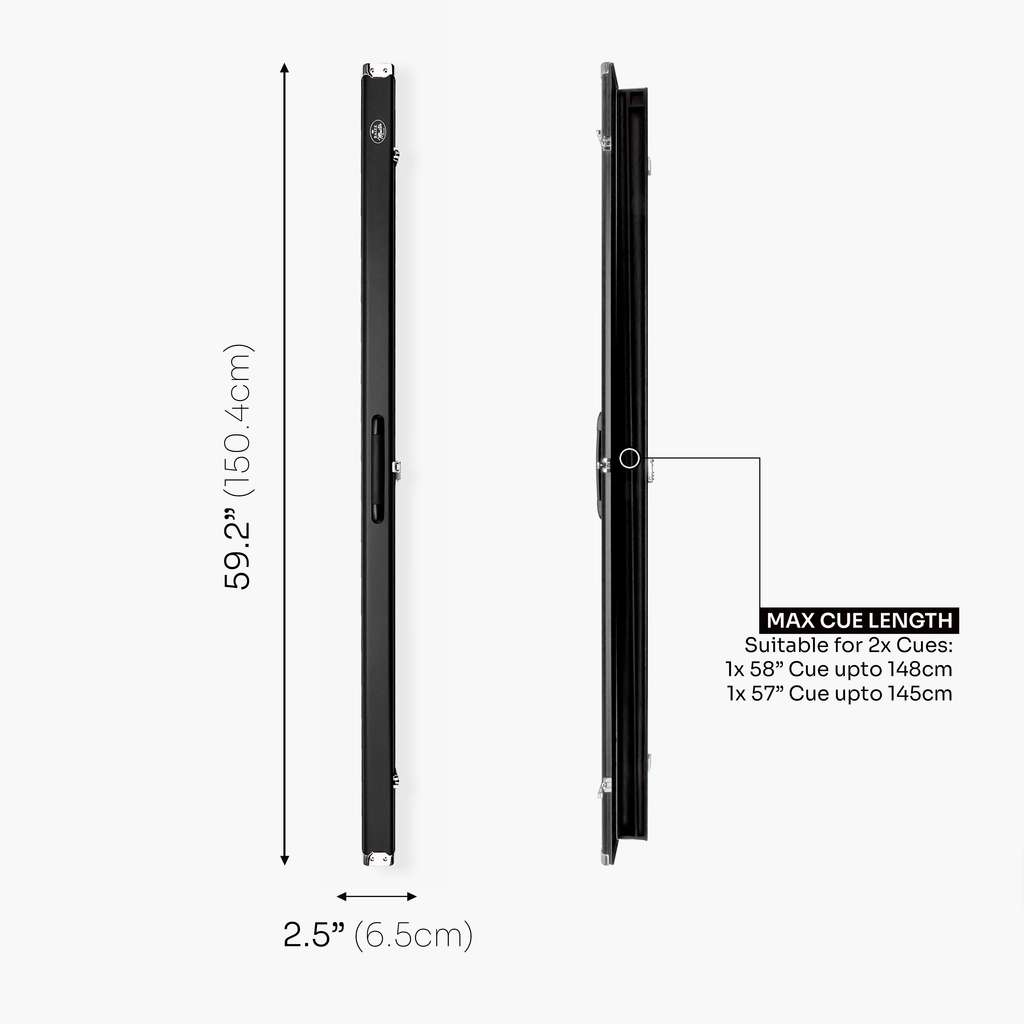 Baize Master Prestige Pro-Lock 1-piece metal cue case - 2 cues