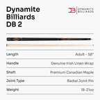 Dynamite Billiards DB2 American maple pool cue Cue + Case