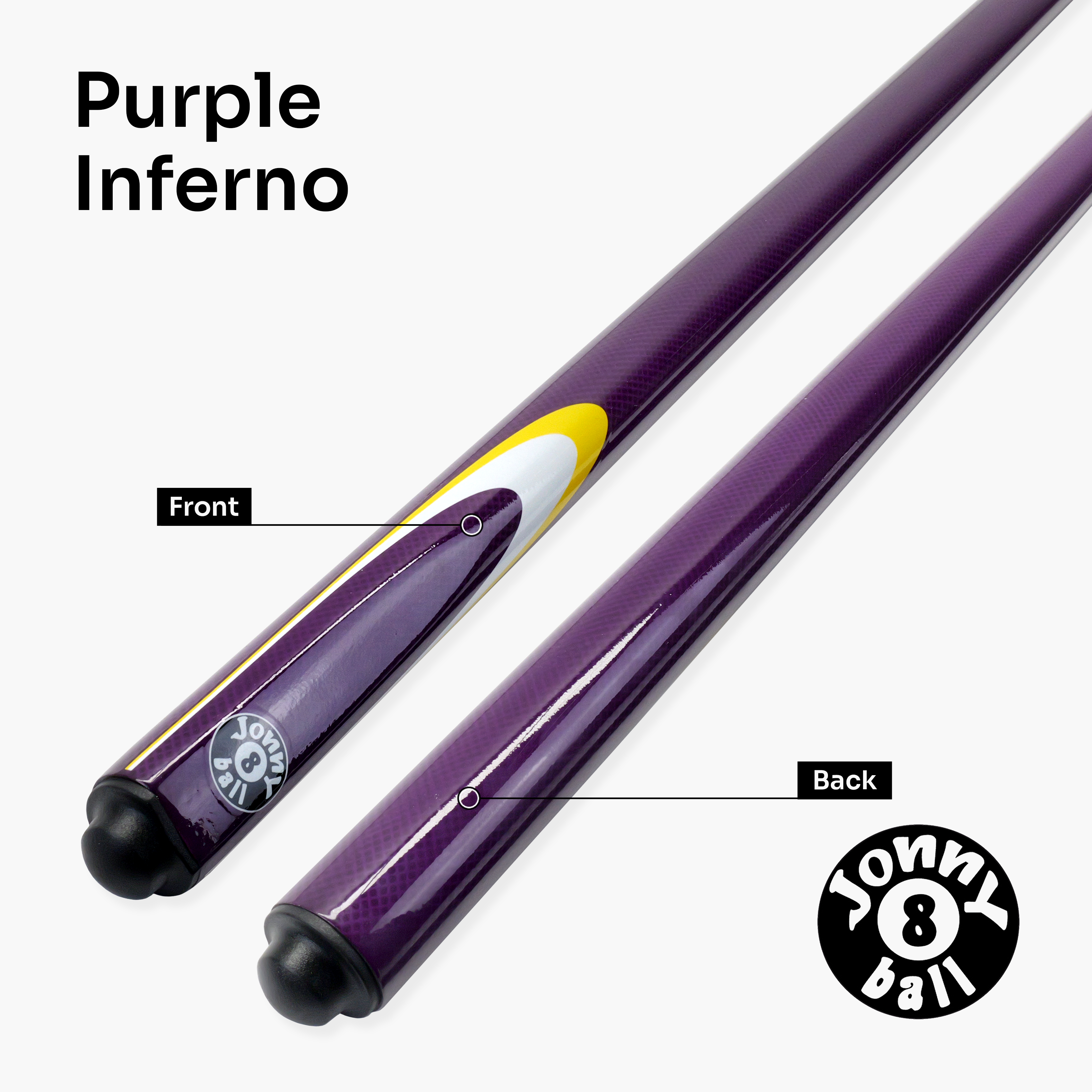 Jonny 8 Ball Inferno 2 Piece Graphite Fiberglass Snooker and Pool Cue 9.5mm Green Layered Tip