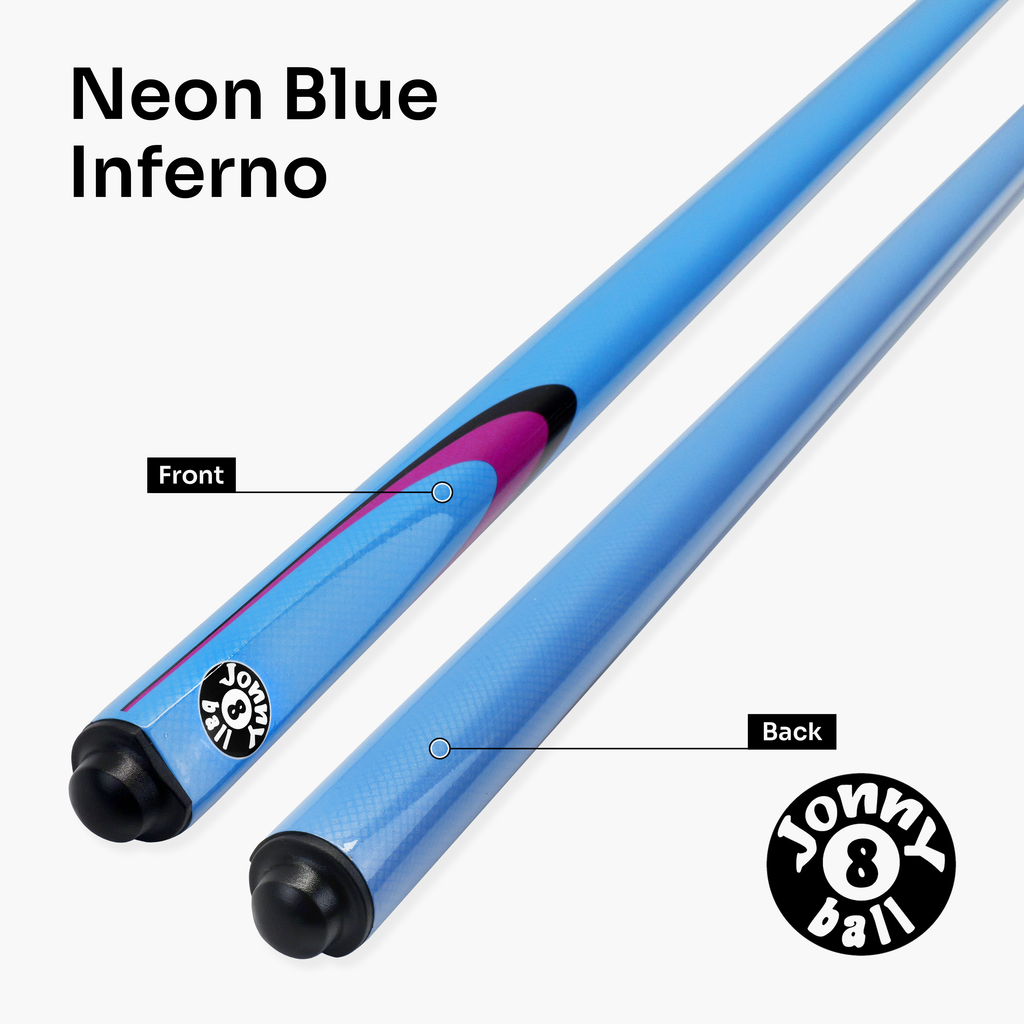 Jonny 8 Ball Inferno 2 Piece Graphite Fiberglass Snooker and Pool Cue 9.5mm Green Layered Tip
