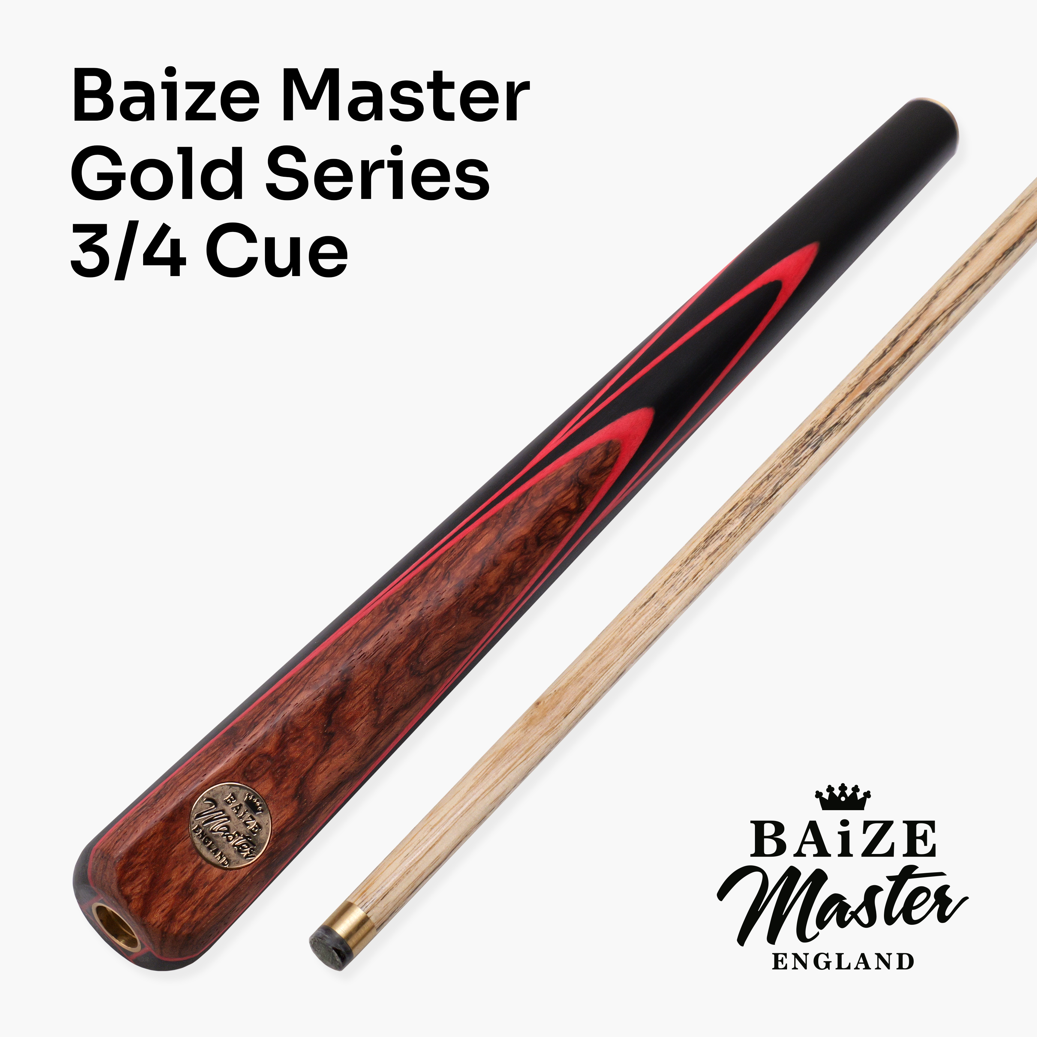 Baize Master Gold Series Red Ascot 3/4 pool cue