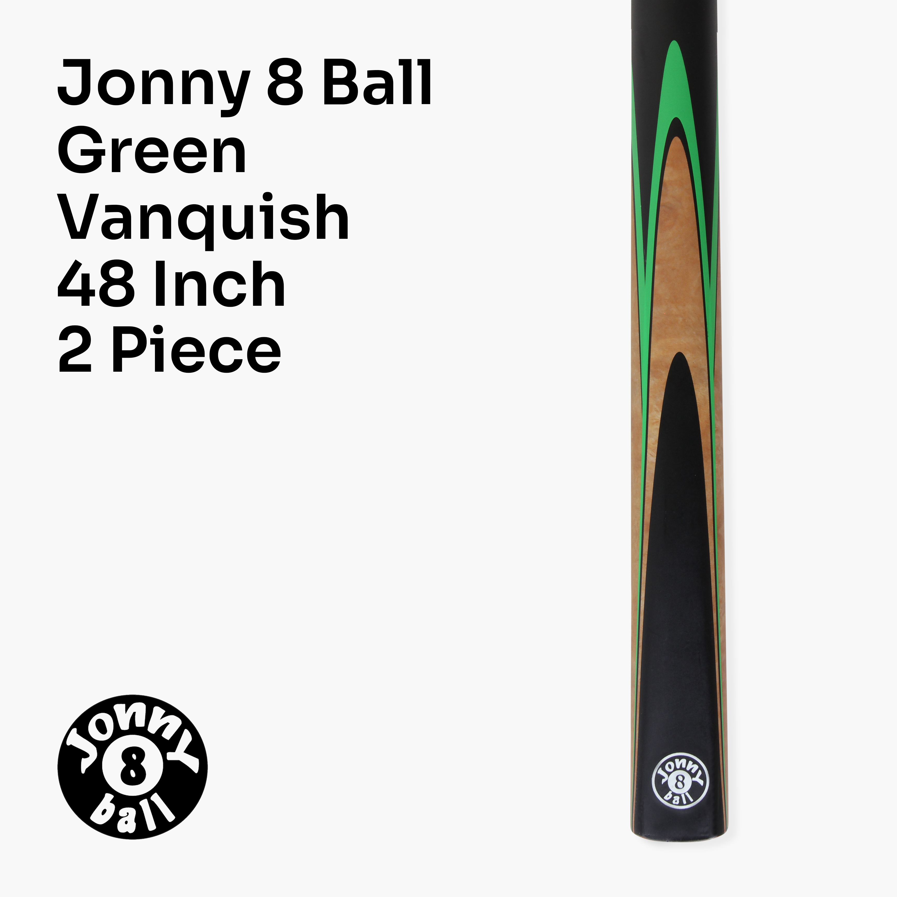 Jonny 8 Ball VANQUISH 48 Inch 2 Piece Junior Kids Snooker Pool Cue 10mm Tip