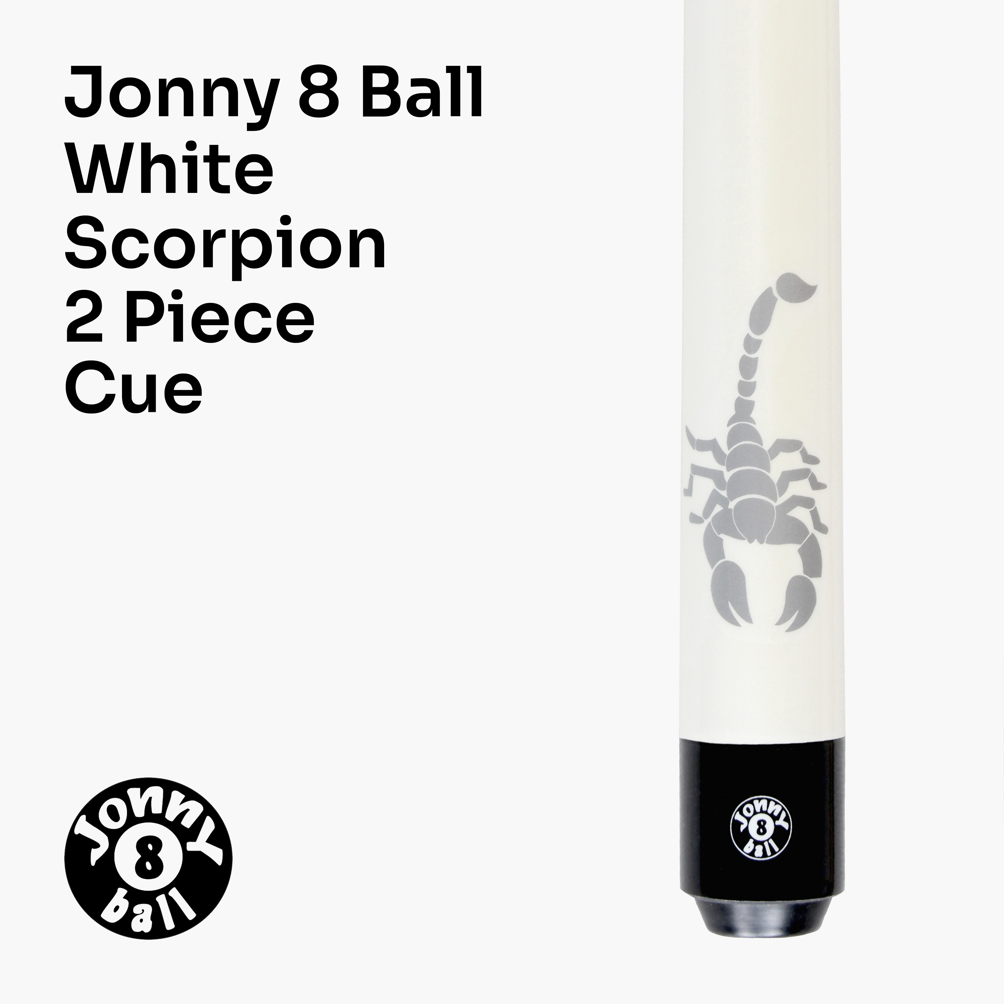 Jonny 8 Ball SCORPION 57 Inch 2 Piece Ash Snooker Pool Cue 9mm Tip with Hard Case