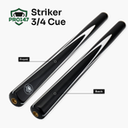 PRO147 Black & White STRIKER 57 Inch 3/4 Snooker Pool Cue with 9.5mm Tip - Mini Butt Included