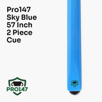 PRO147 SKY BLUE Butt 57 Inch 2 Piece Snooker Pool Cue and Case Set with 9.5mm Tip
