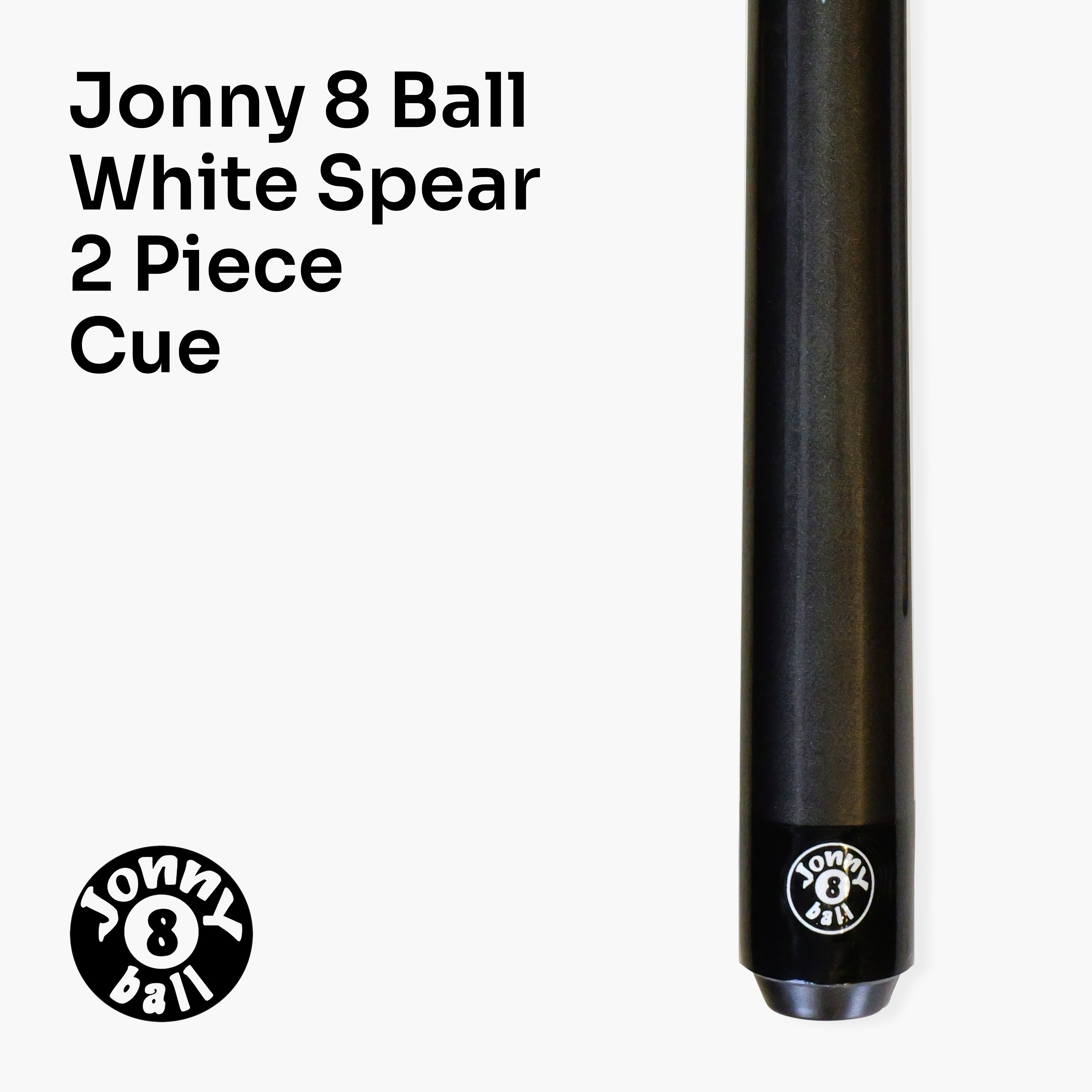 Jonny 8 Ball WHITE SPEAR 57 Inch 2 Piece Snooker Pool Cue with 9.5mm Tip