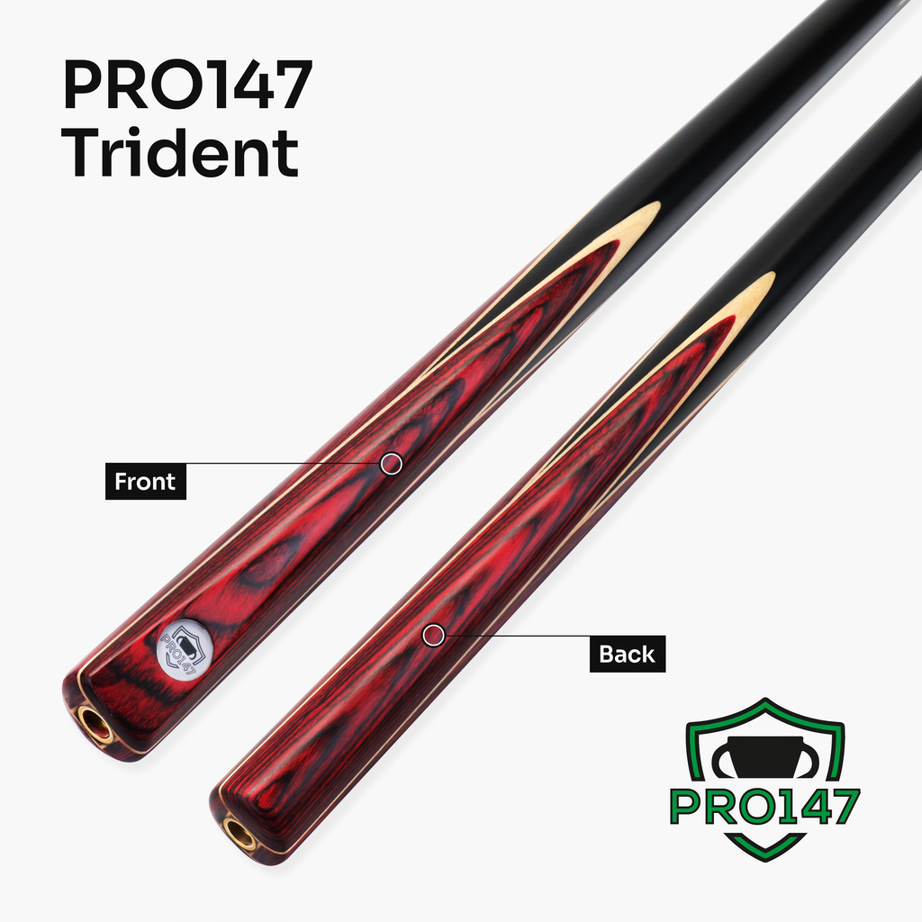 PRO147 Trident 57 Inch 1 Piece Hand Spliced Ash Snooker and Pool Cue with 9.5mm Tip