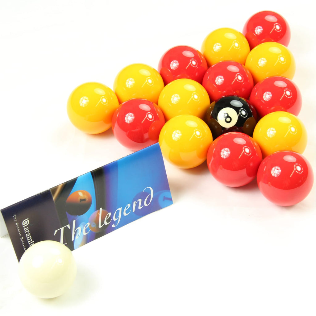 Aramith Premier red and yellow 2-inch pool balls