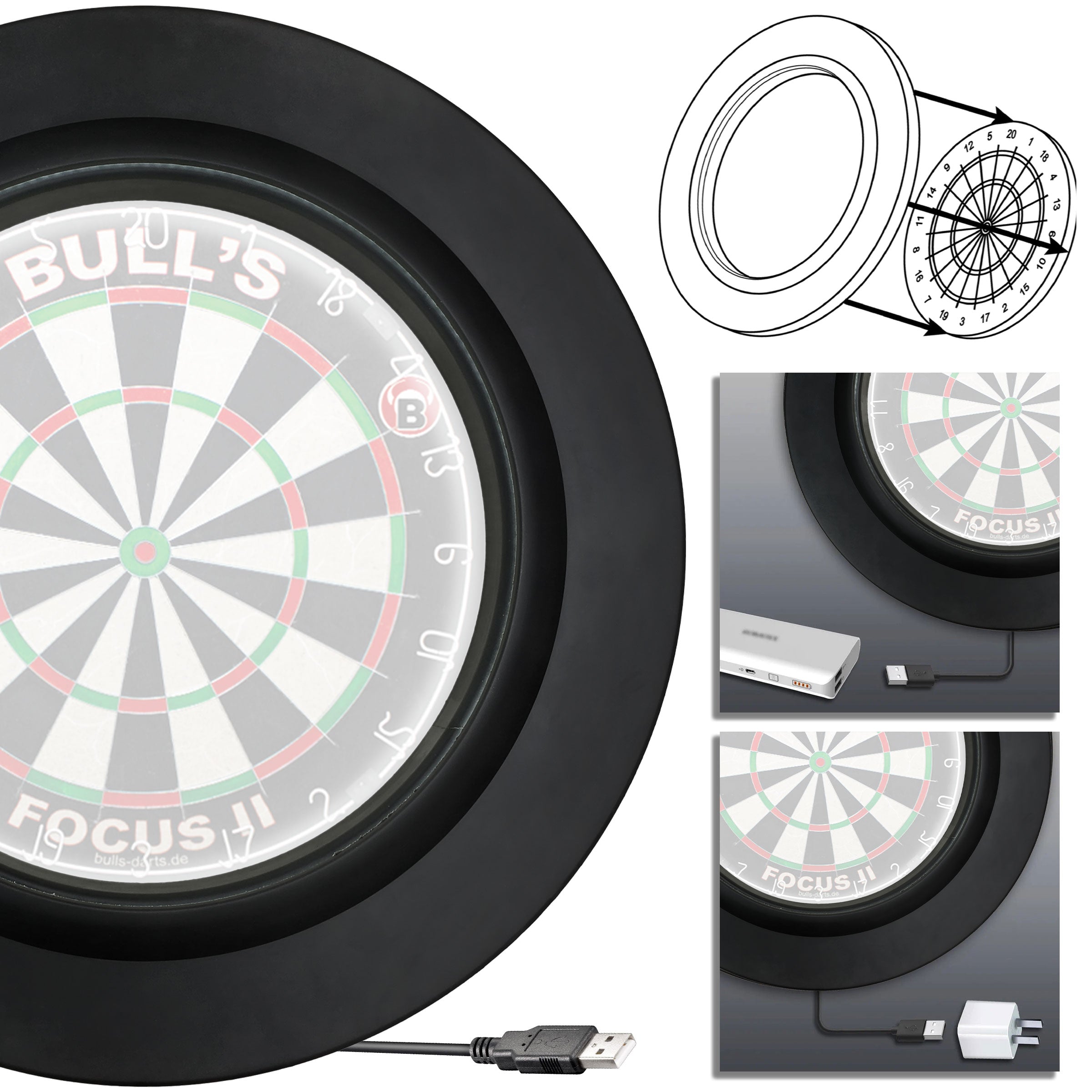 Bull's Lightning LED PU Surround GW Darts