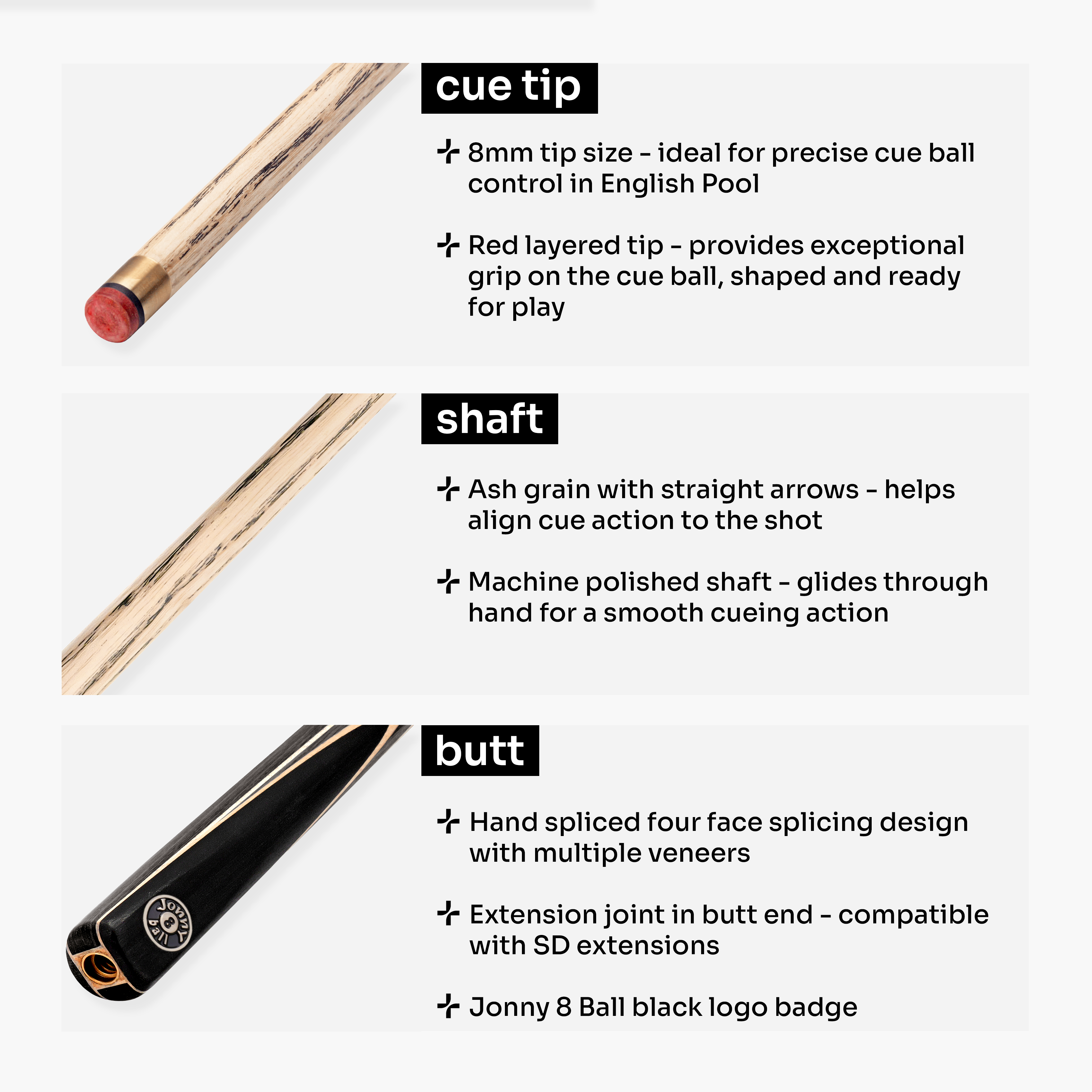 Jonny 8 Ball Sniper 57-inch 2-piece pool cue