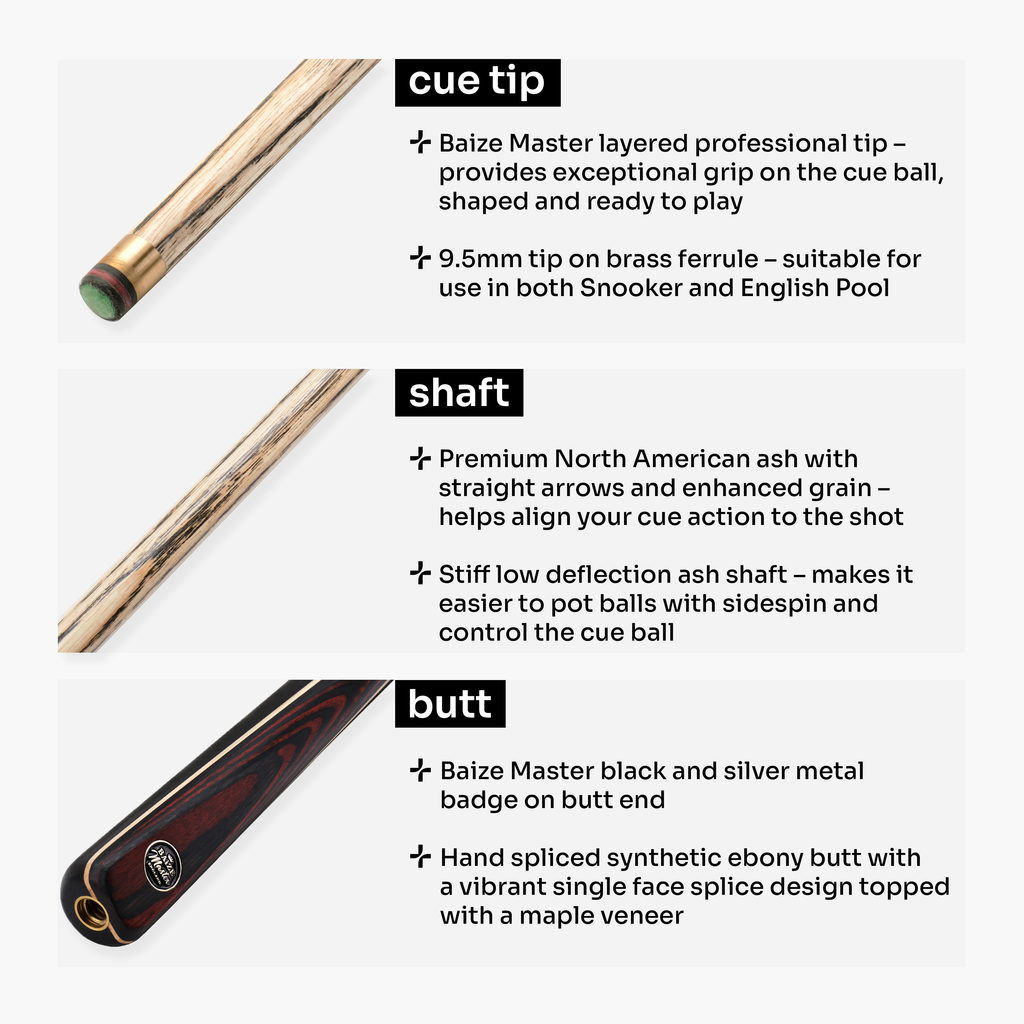 Baize Master Blackline Classic 2-piece snooker cue