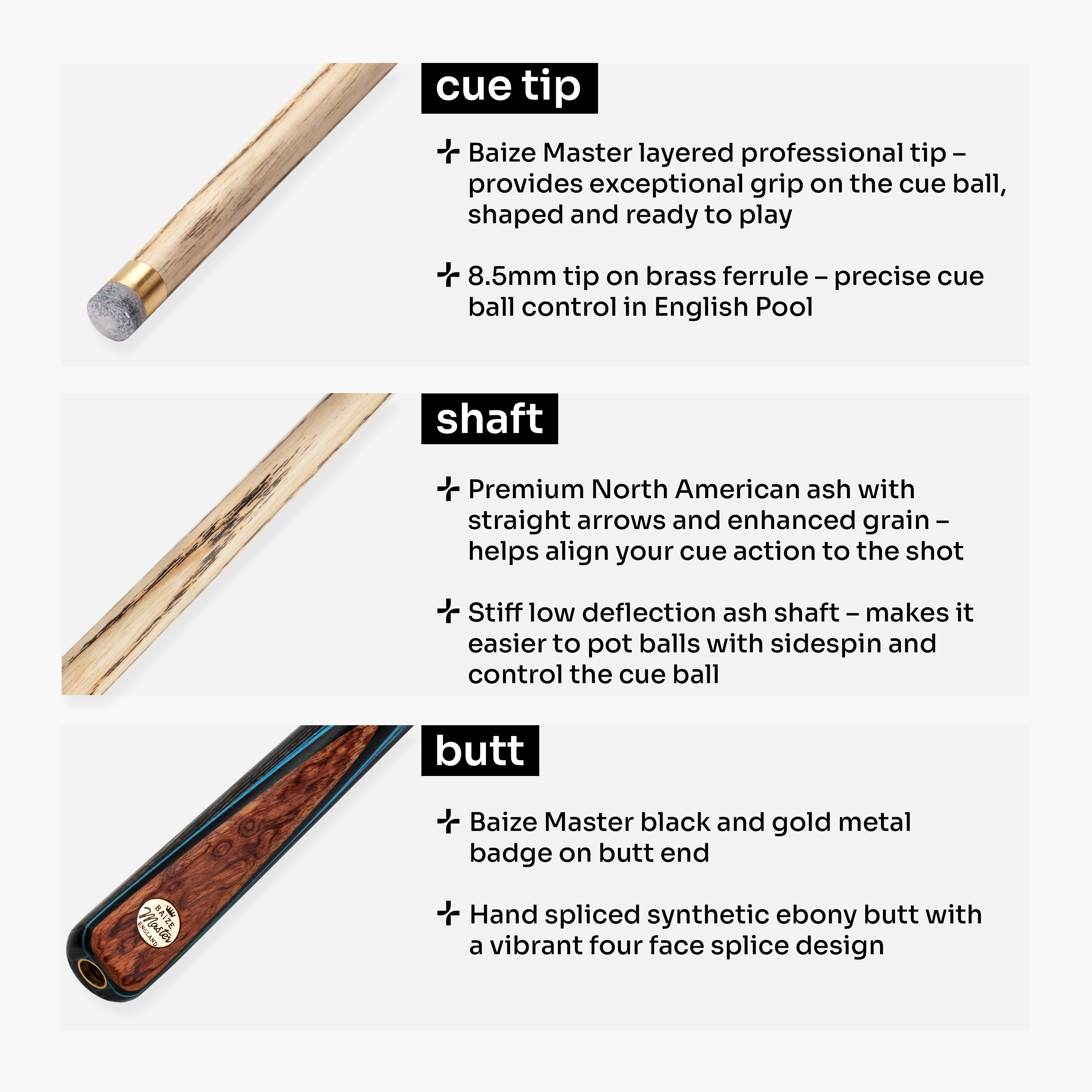 Baize Master Sapphire Marksman 3/4 pool cue