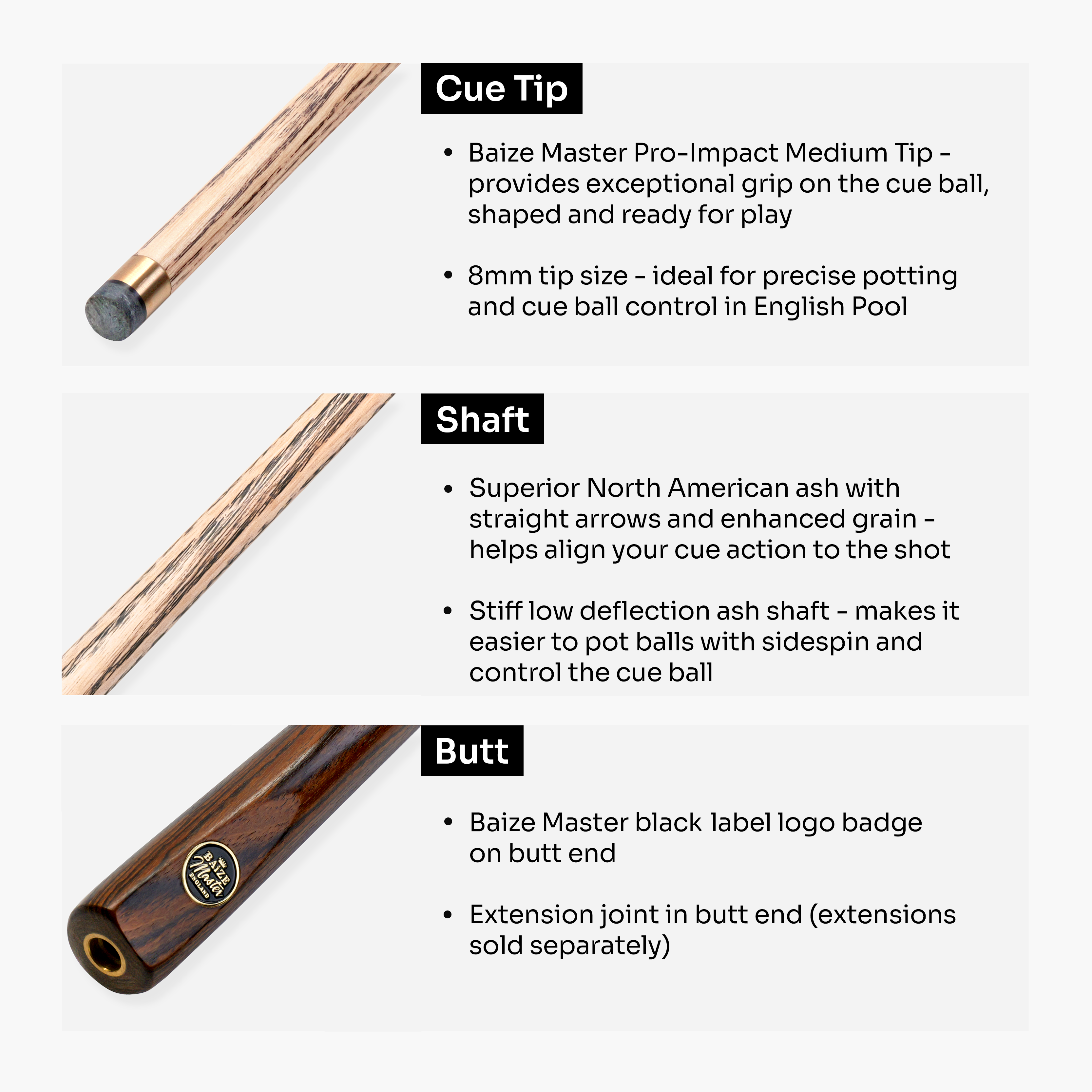 Baize Master Platinum Exotic Heirloom pool cue - 8mm tip