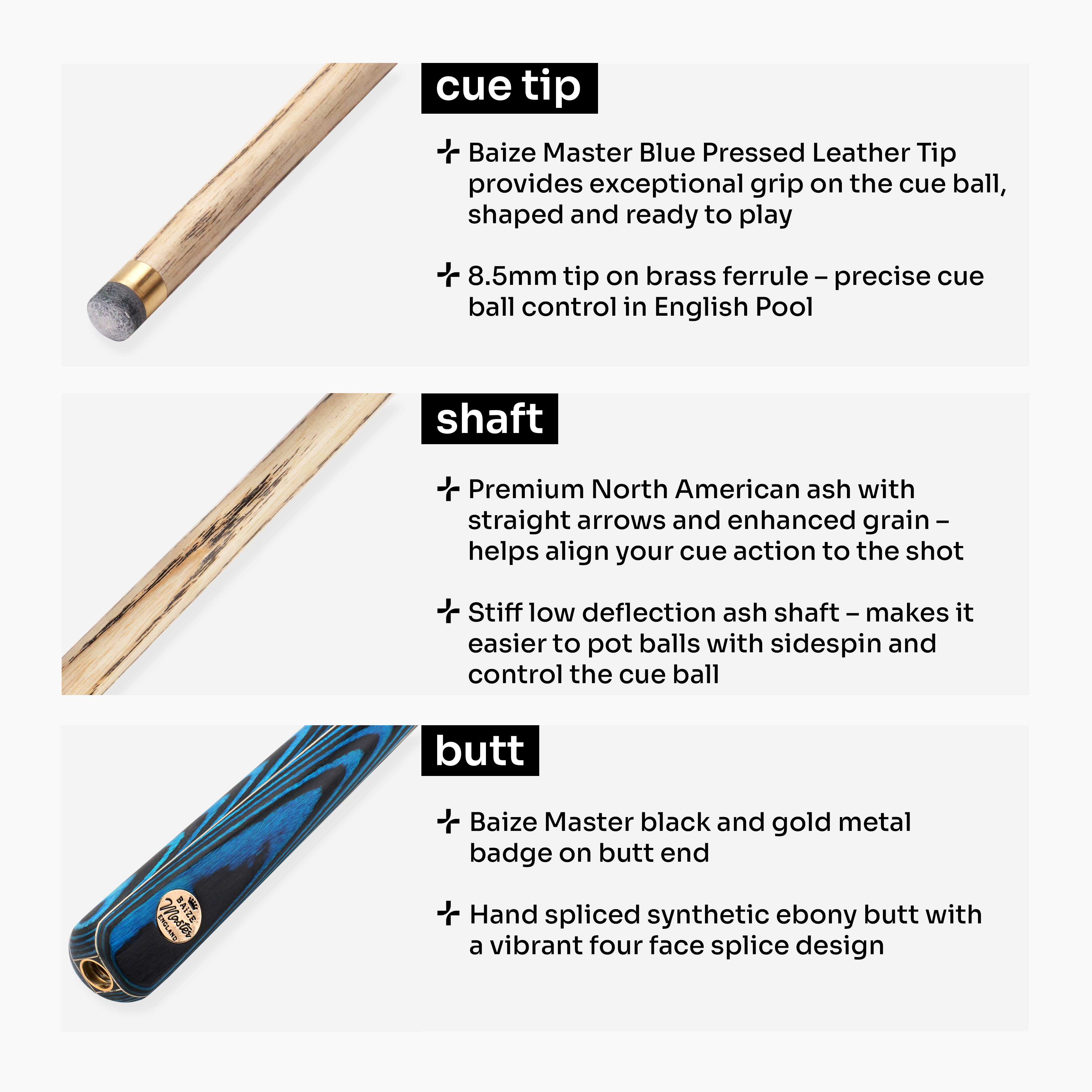 Baize Master Azure Marksman 3/4 pool cue