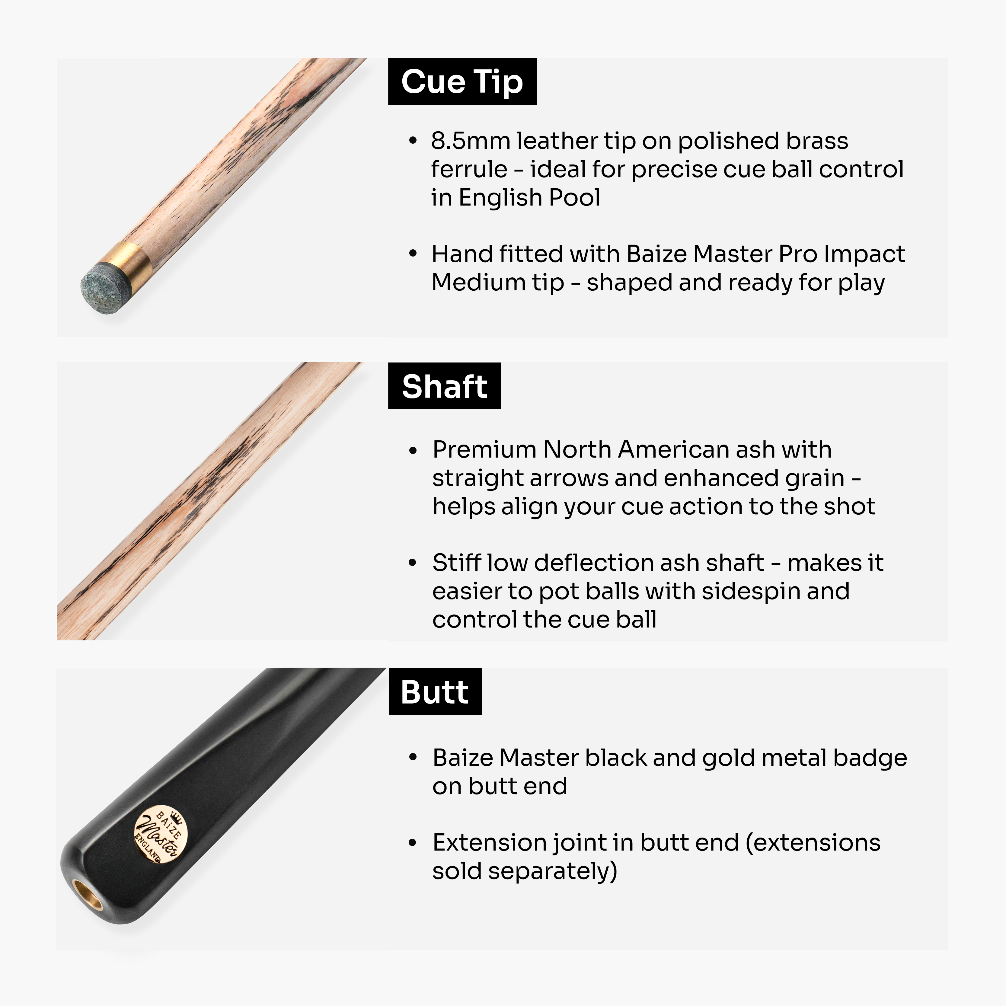Baize Master Raven Marksman 3/4 pool cue