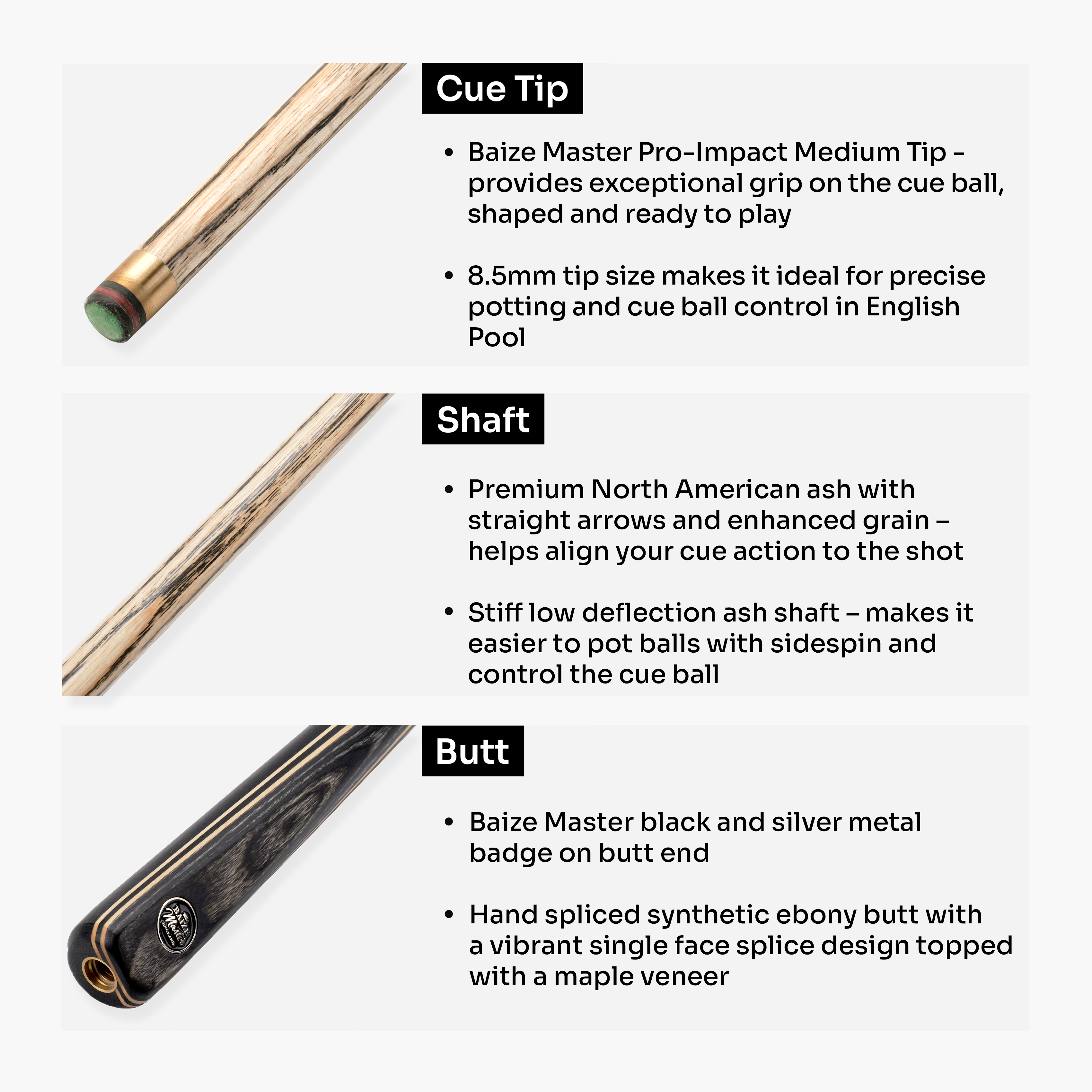 Baize Master Blackline Classic 2-piece pool cue