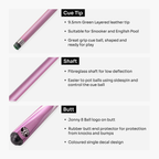 Jonny 8 Ball Inferno 2 Piece Graphite Fiberglass Snooker and Pool Cue 9.5mm Green Layered Tip