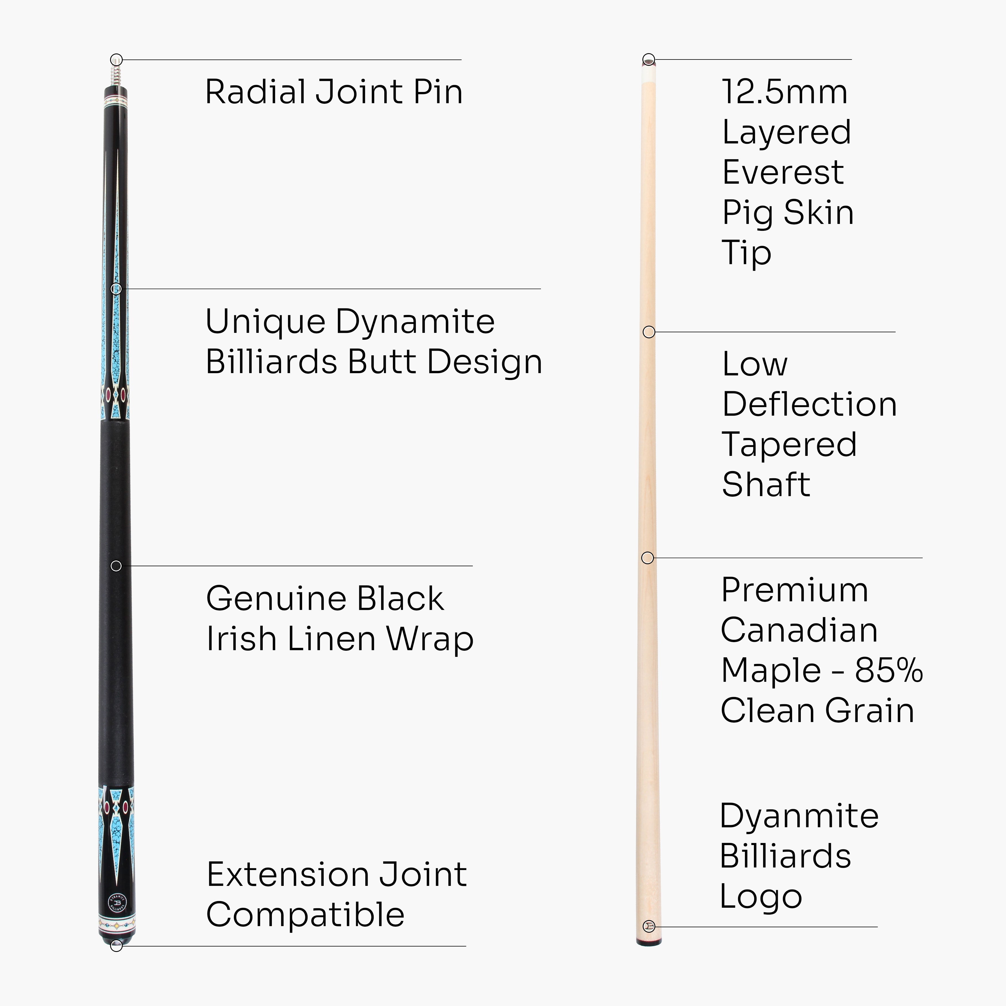 Dynamite Billiards DB3 American maple pool cue Cue + Case