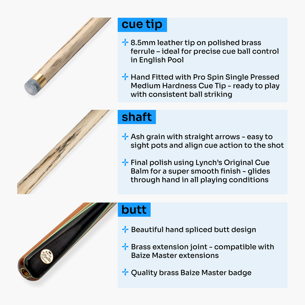 Baize Master Gold Series Green Flash 57-inch 3/4 pool cue